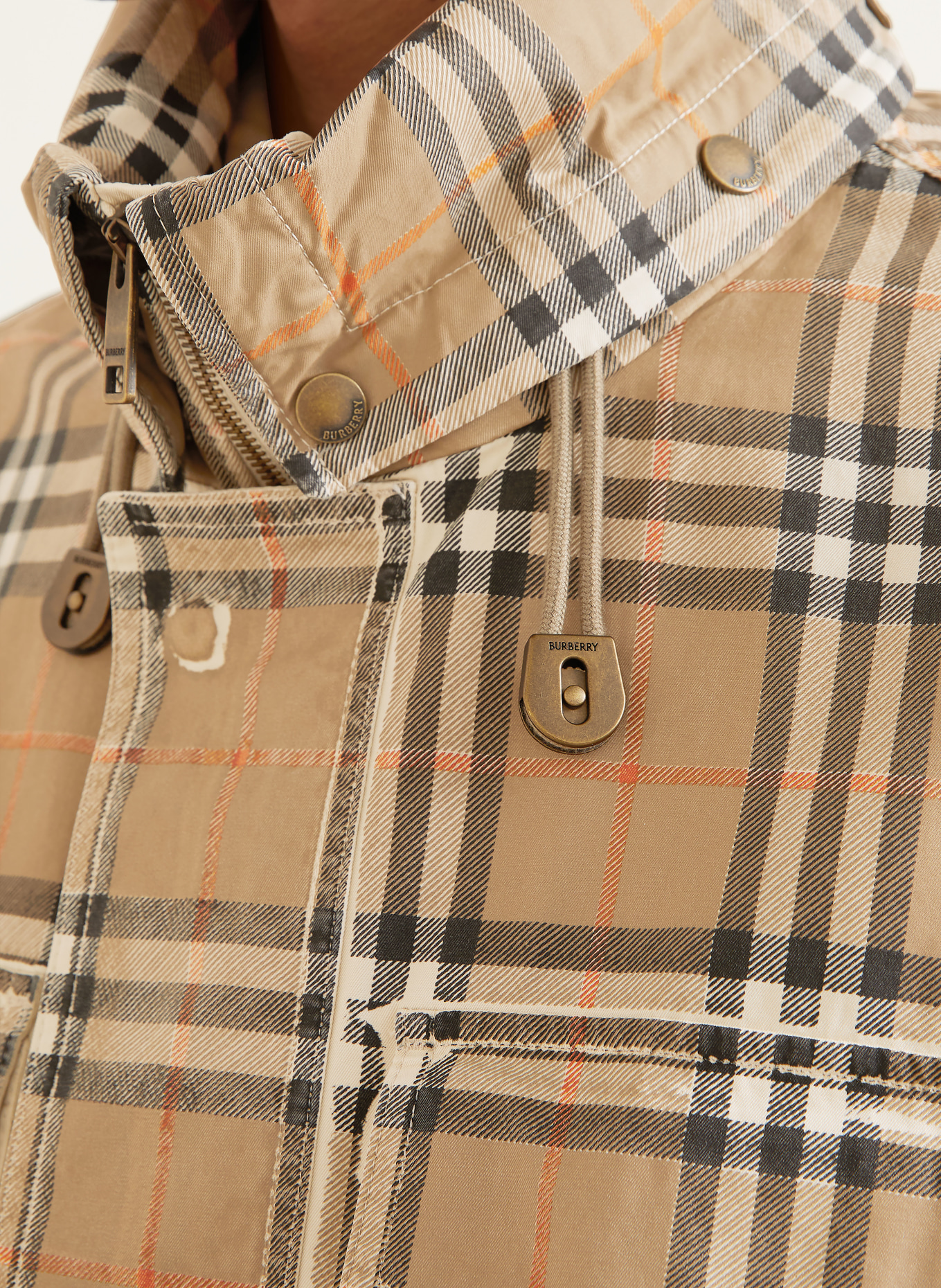 BURBERRY LANCASTER Trench coat: TAUPE / DARK ORANGE / WHITE