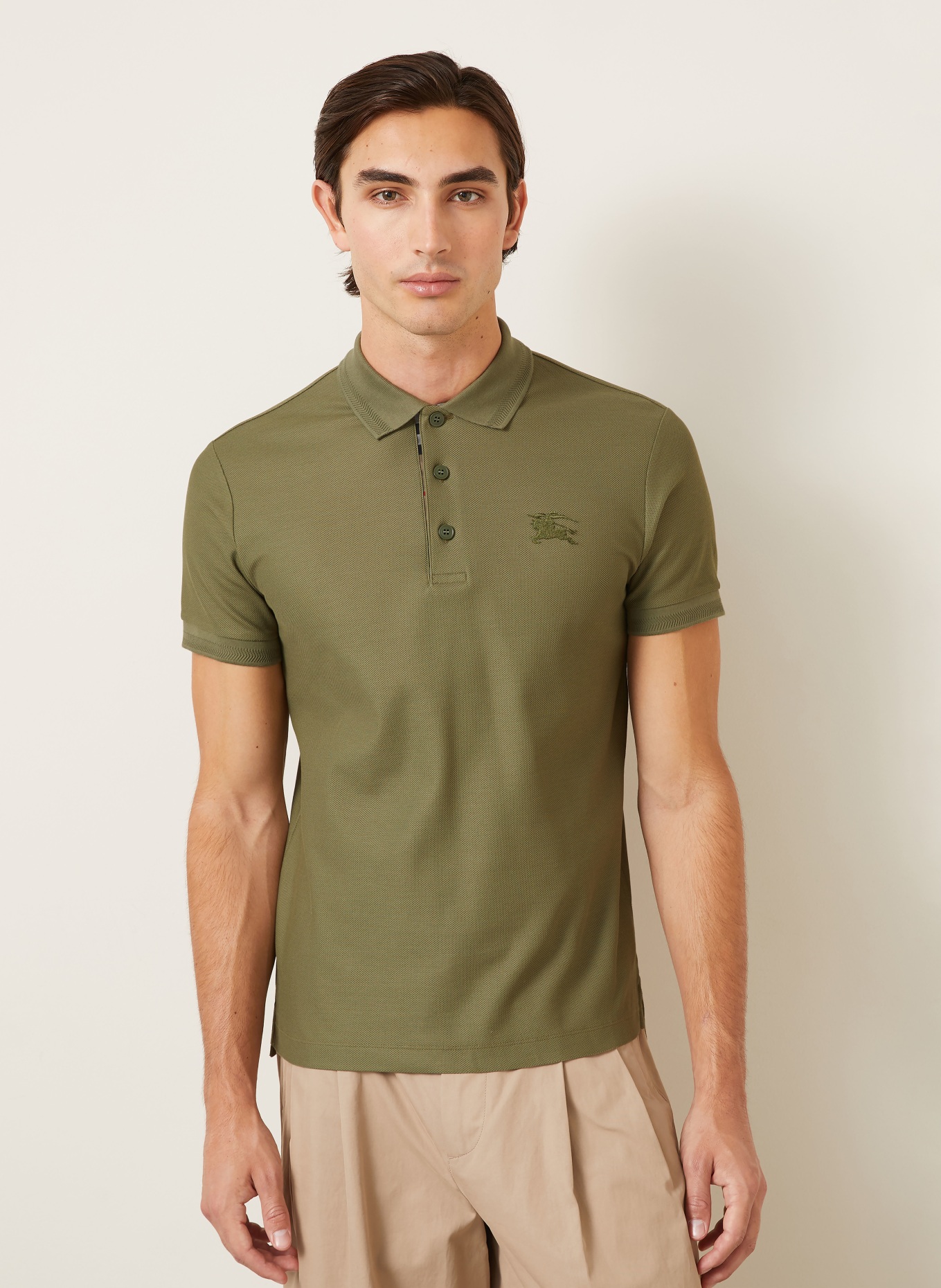 BURBERRY Koszulka polo Piqué EDDIE, krój slim fit: OLIWKOWY