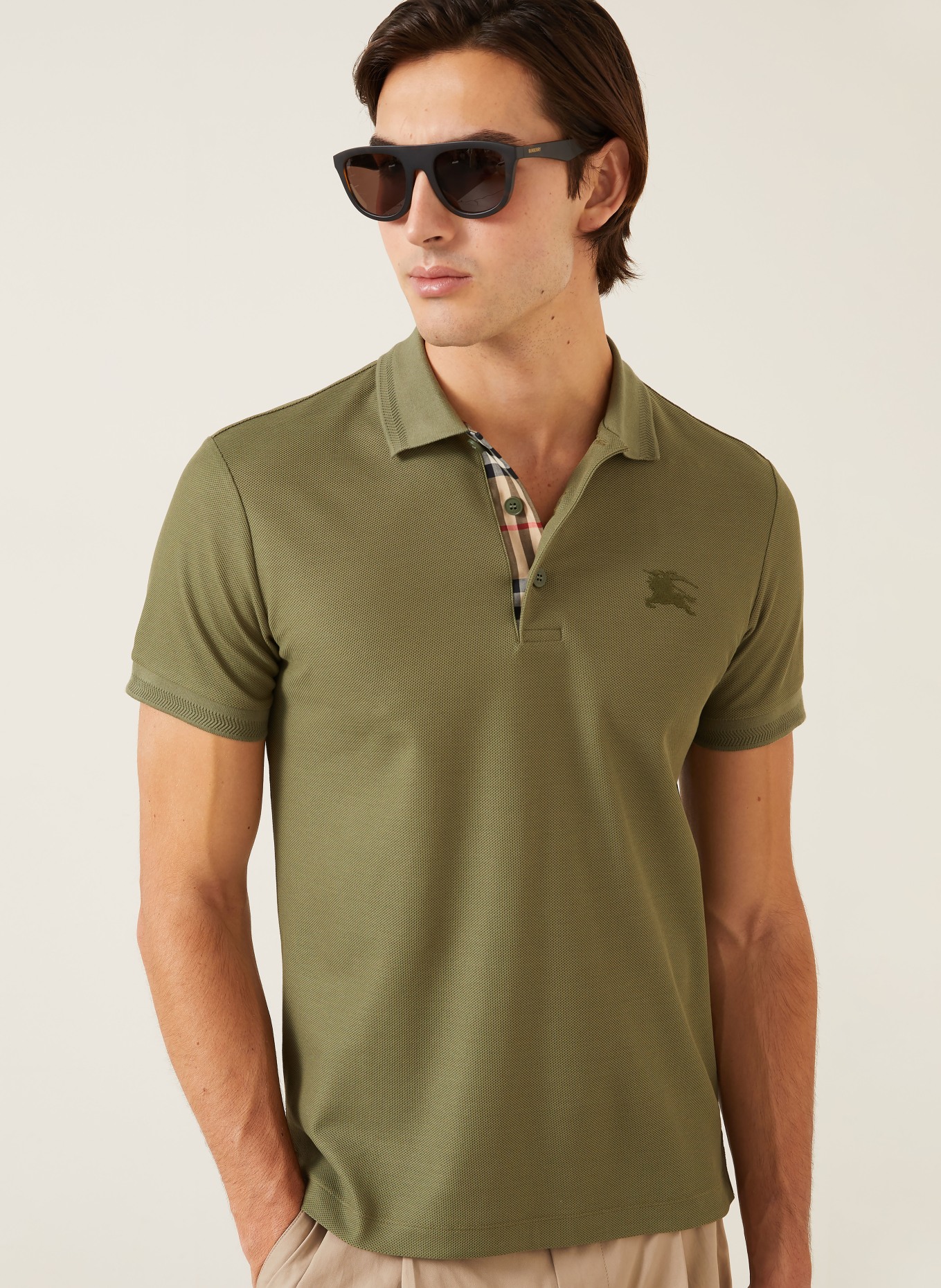 BURBERRY Koszulka polo Piqué EDDIE, krój slim fit: OLIWKOWY