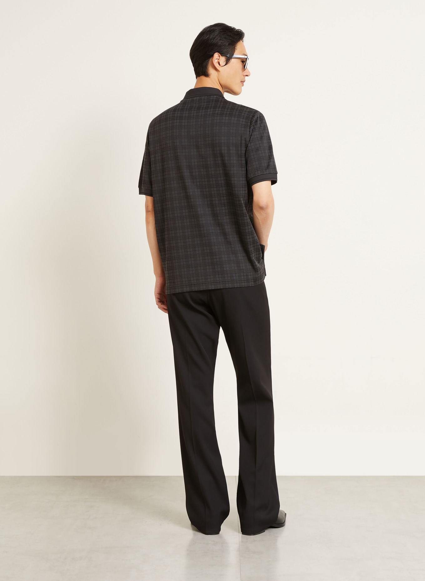 BURBERRY Polo en maille PELHAM, coupe décontractée: GRIS FONCÉ / NOIR
