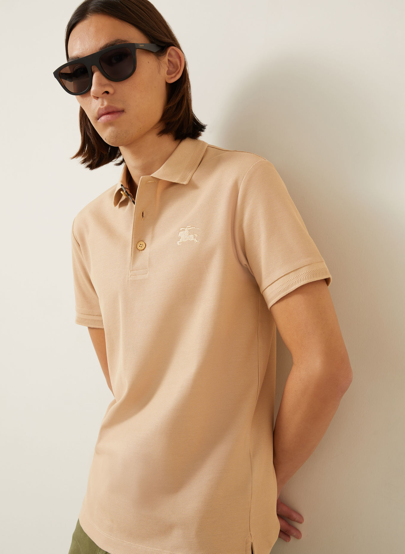 BURBERRY Polo piqué EDDIE, coupe slim: MARRON CLAIR