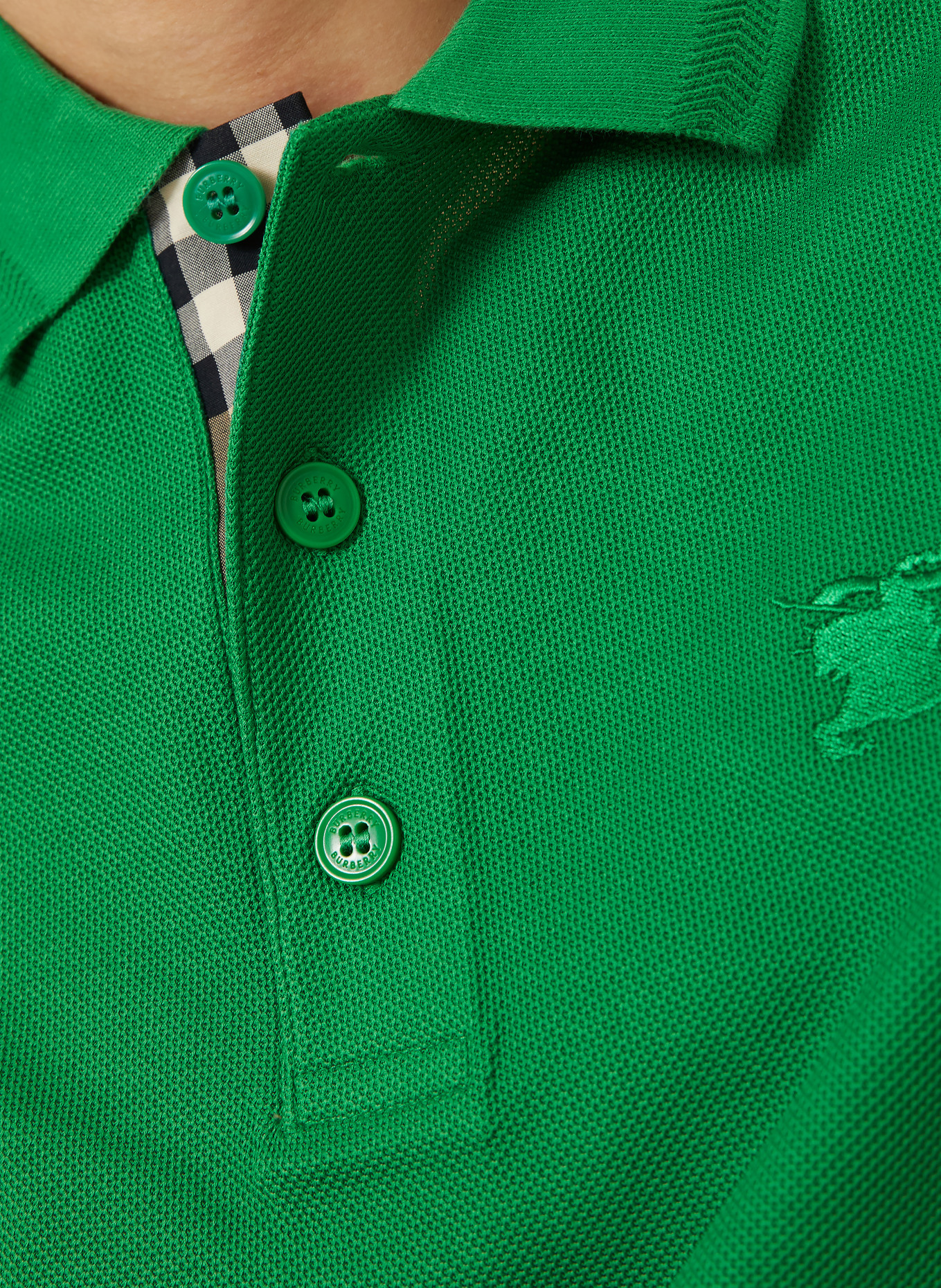 BURBERRY EDDIE Slim Fit Piqué polo shirt: GREEN