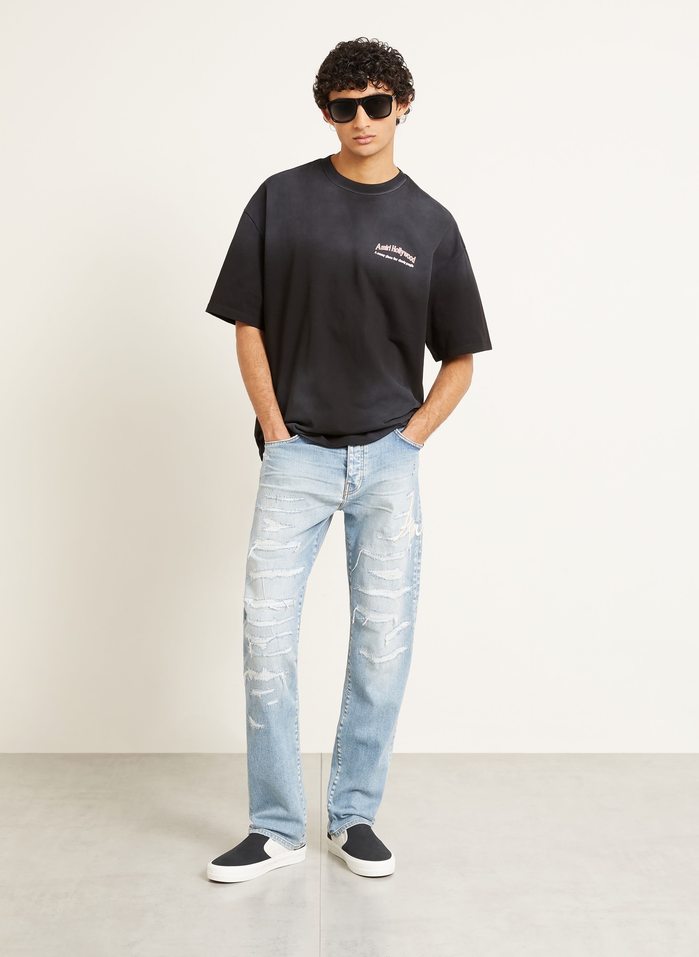 AMIRI T-shirt SUNNY PLACE: ZWART / PAARS / ROOD
