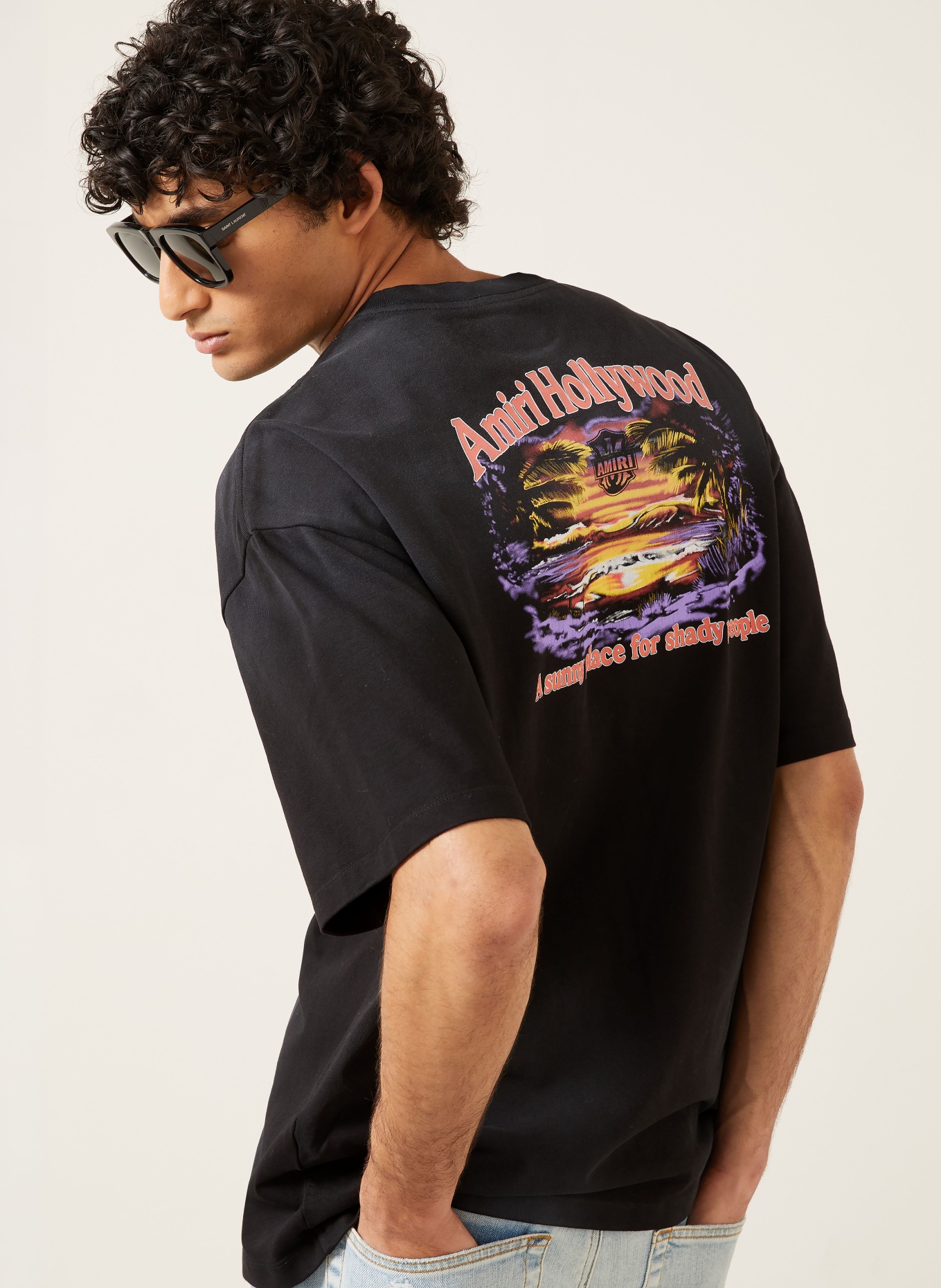 AMIRI T-shirt SUNNY PLACE: ZWART / PAARS / ROOD