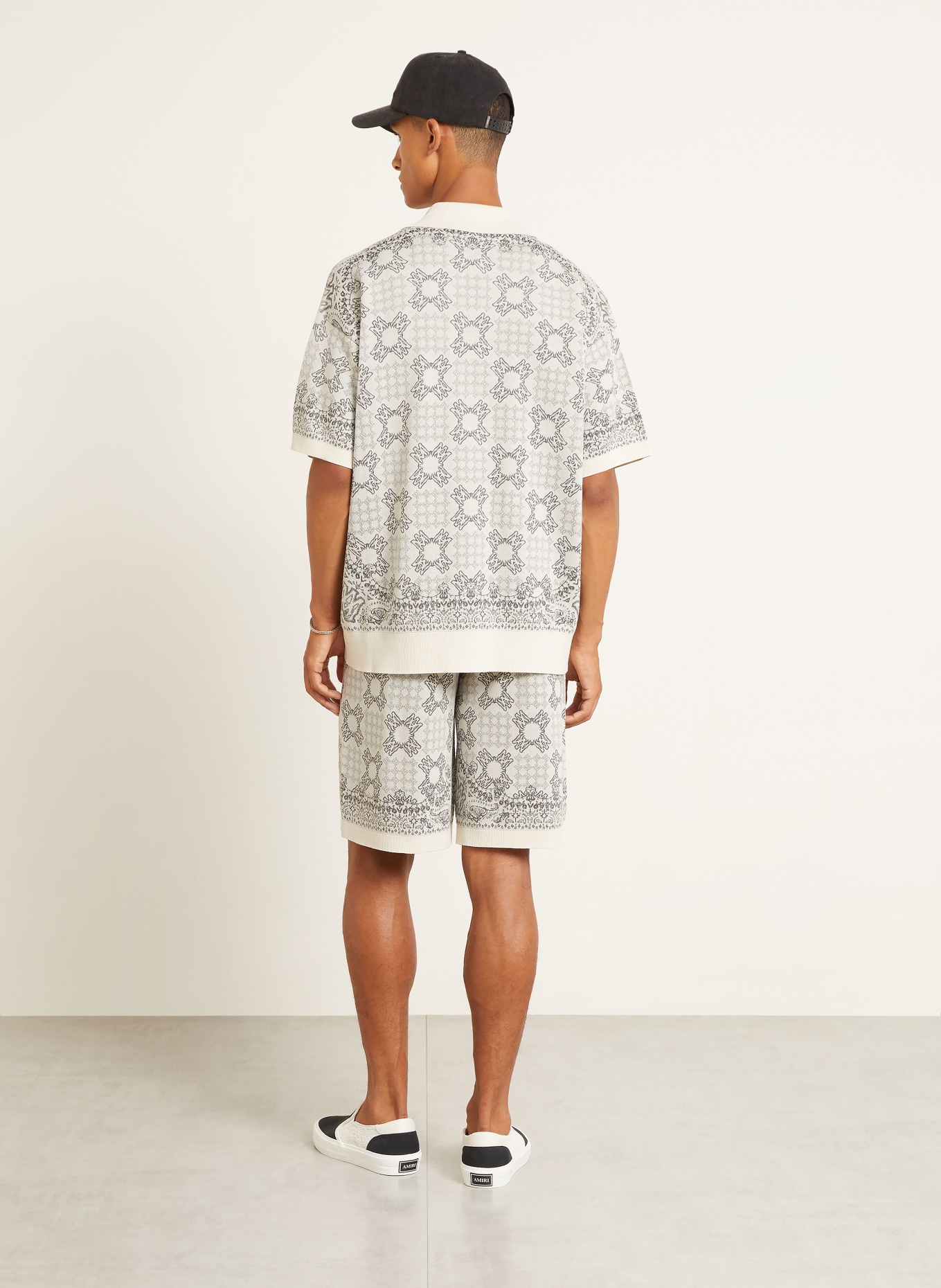 AMIRI Strickhemd Comfort Fit: CREME / DUNKELGRAU / GRAU