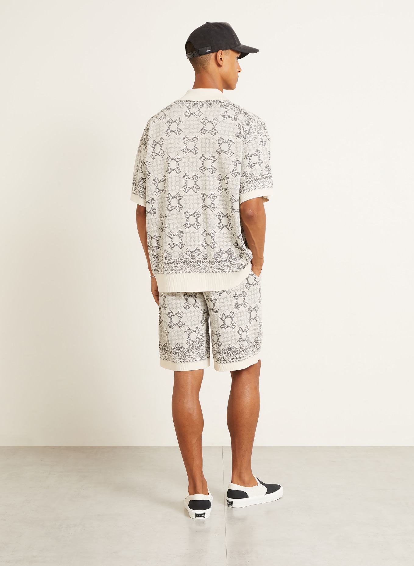 AMIRI Knit Shorts: CREAM / DARK GRAY / GRAY