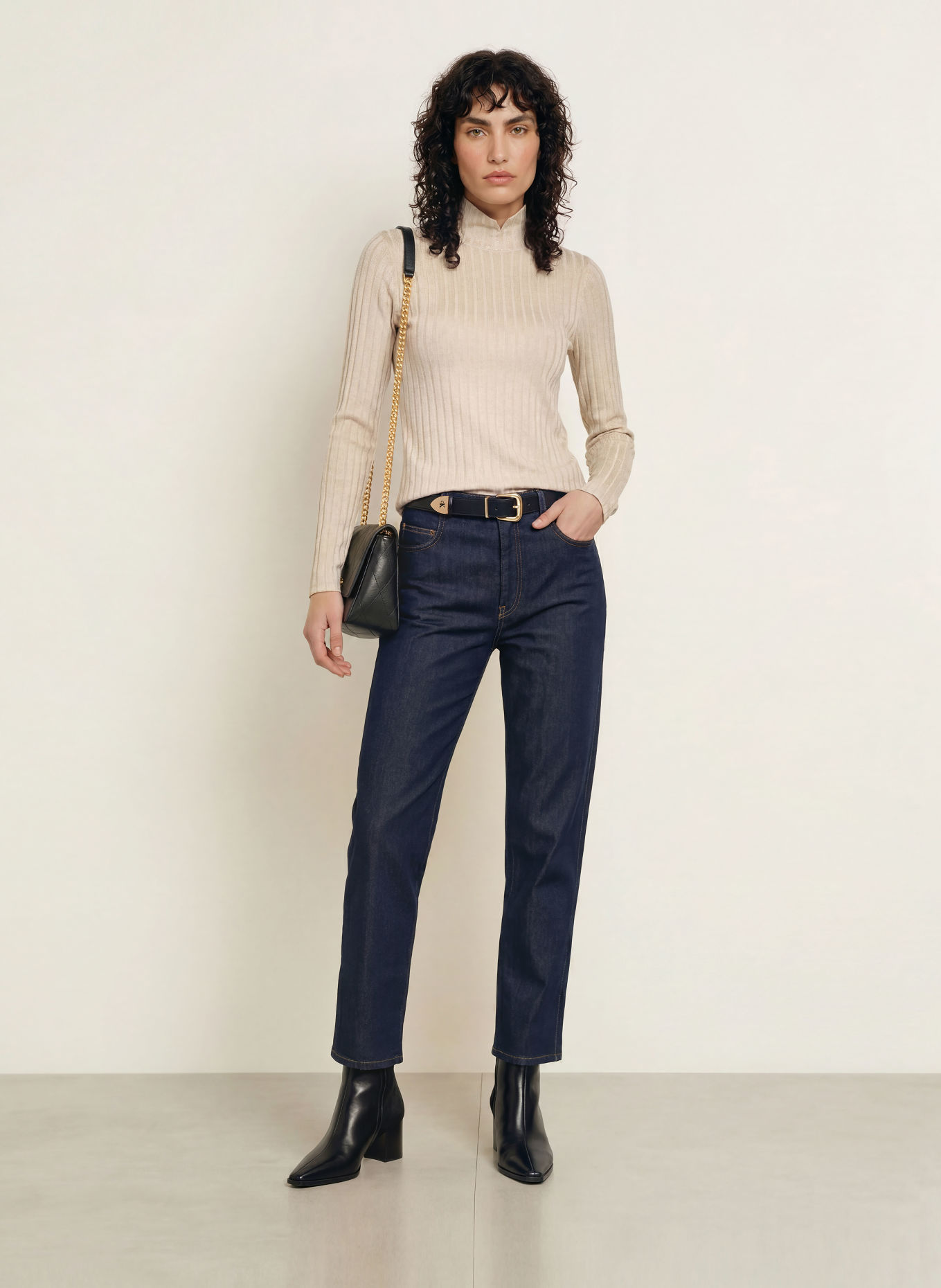 MARC CAIN Long-sleeve shirt with glitter yarn: 620 tannin