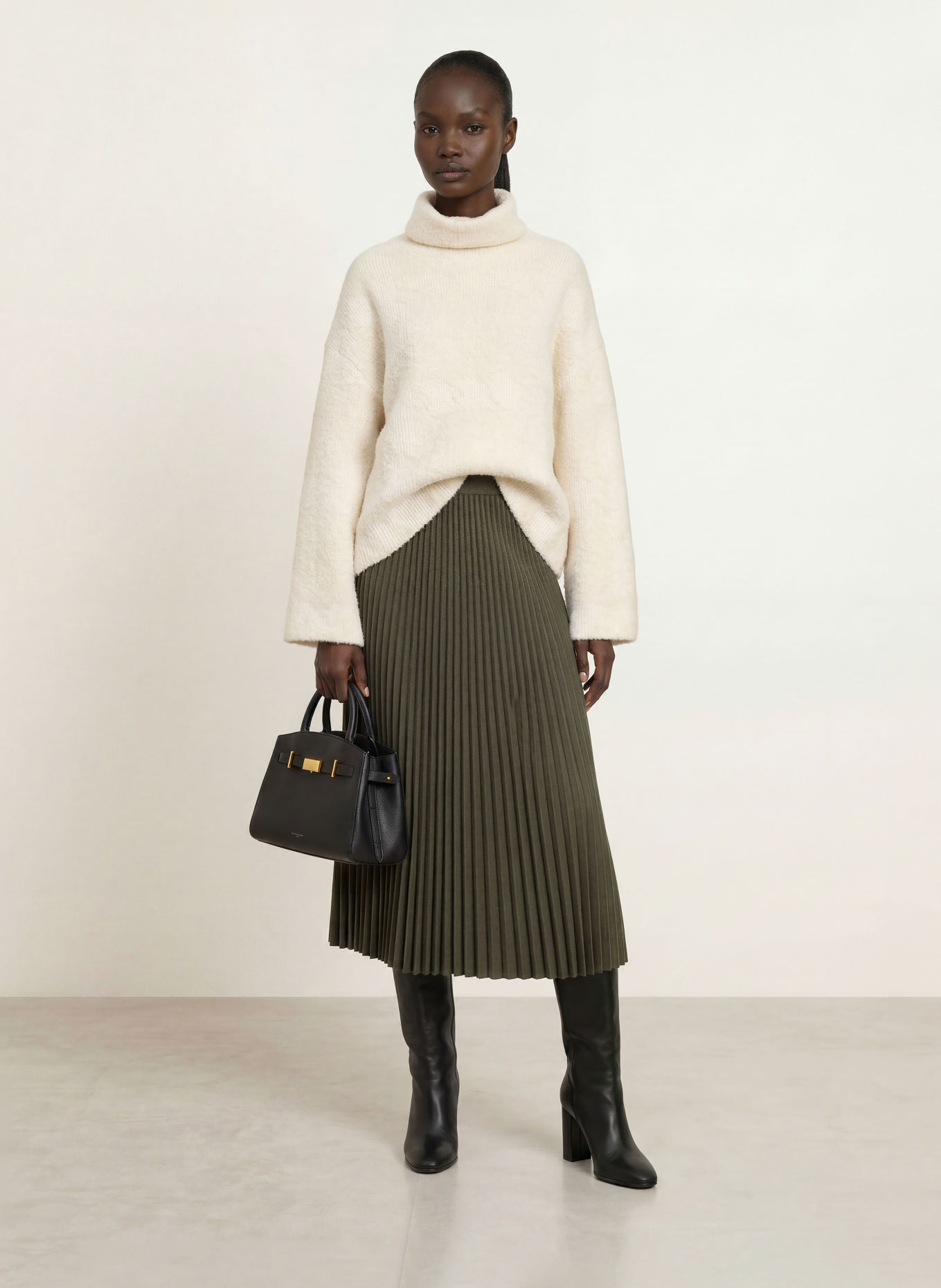 MARC CAIN Pleated flannel skirt: 599 forest night new