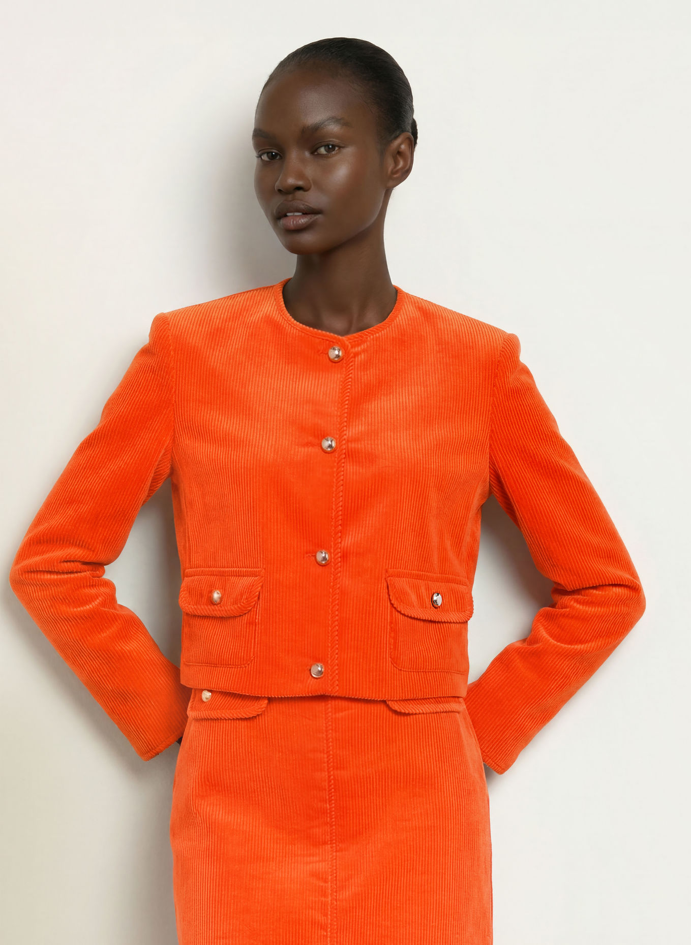 MARC CAIN Kastenjacke aus Cord: 484 tigerlily