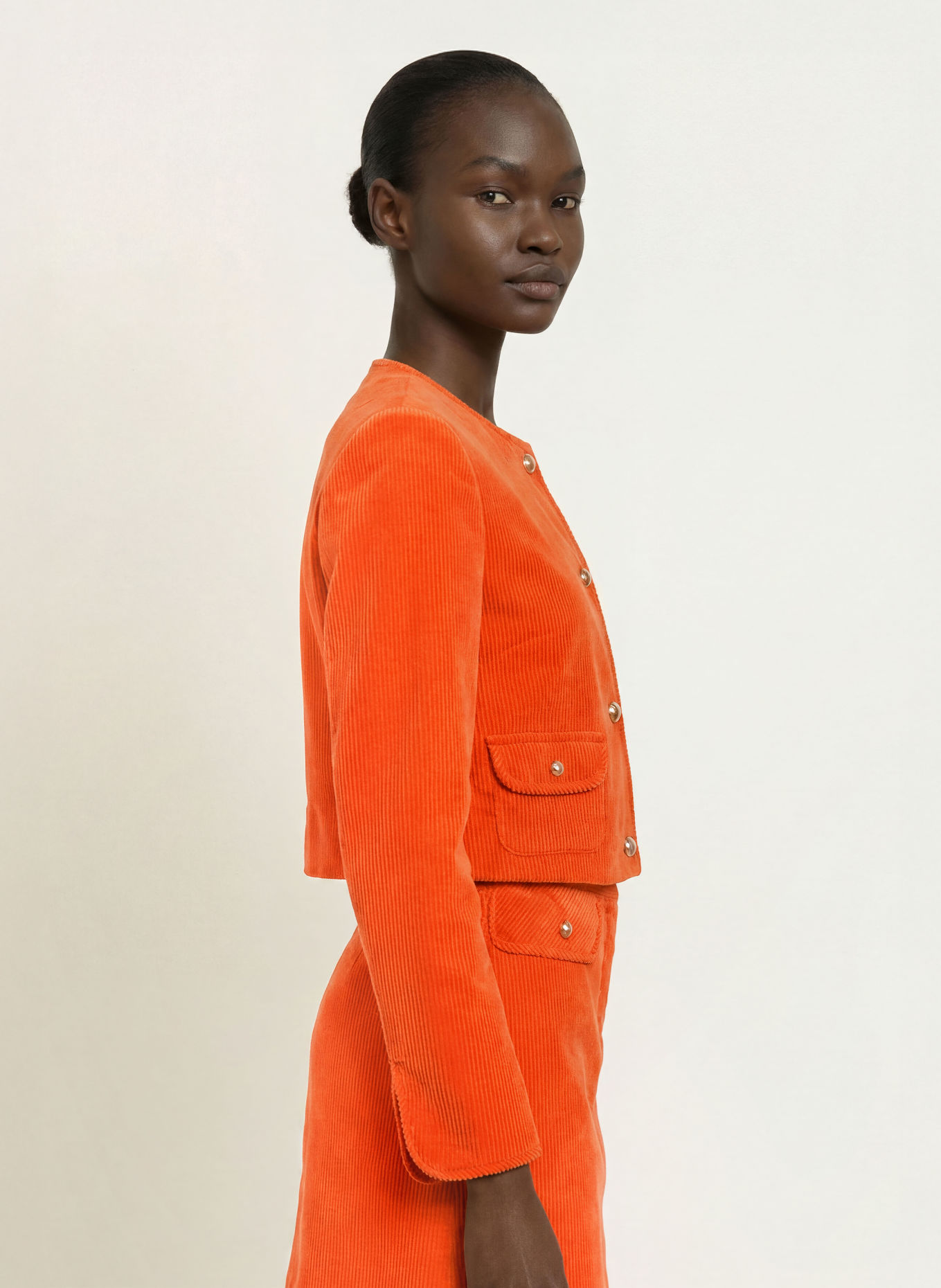MARC CAIN Kastenjacke aus Cord: 484 tigerlily
