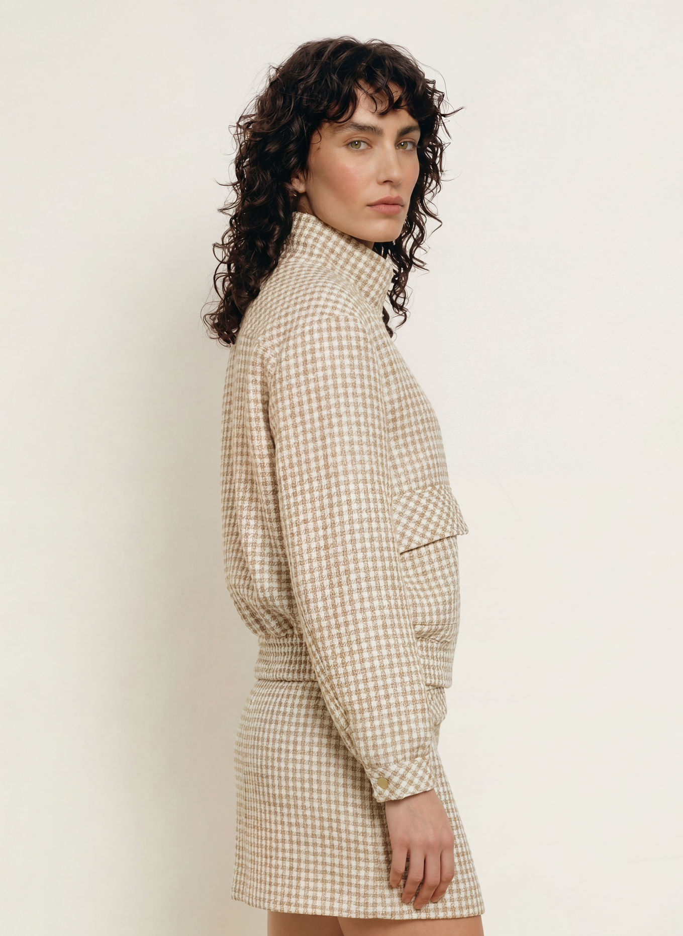 MARC CAIN Tweed-Blouson mit Glitzergarn: 620 tannin