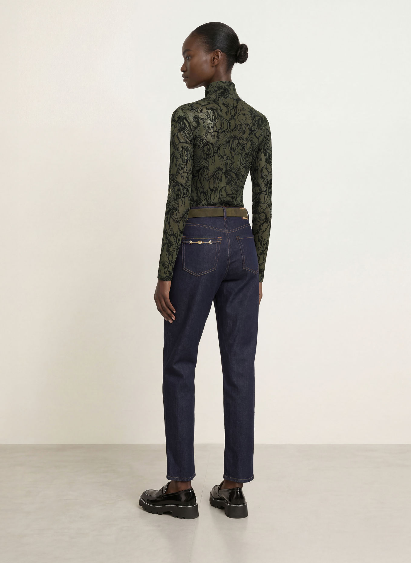 MARC CAIN Longsleeve met lange mouwen van mesh: 599 forest night new