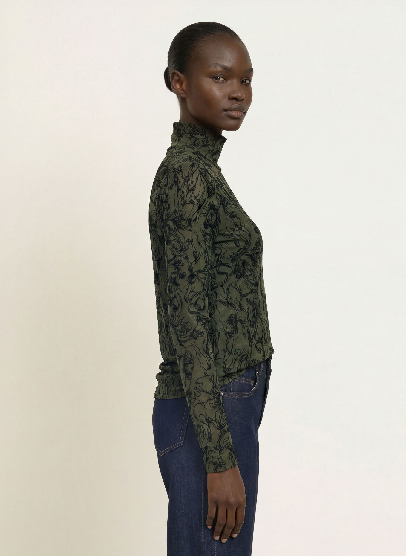 MARC CAIN Longsleeve met lange mouwen van mesh: 599 forest night new