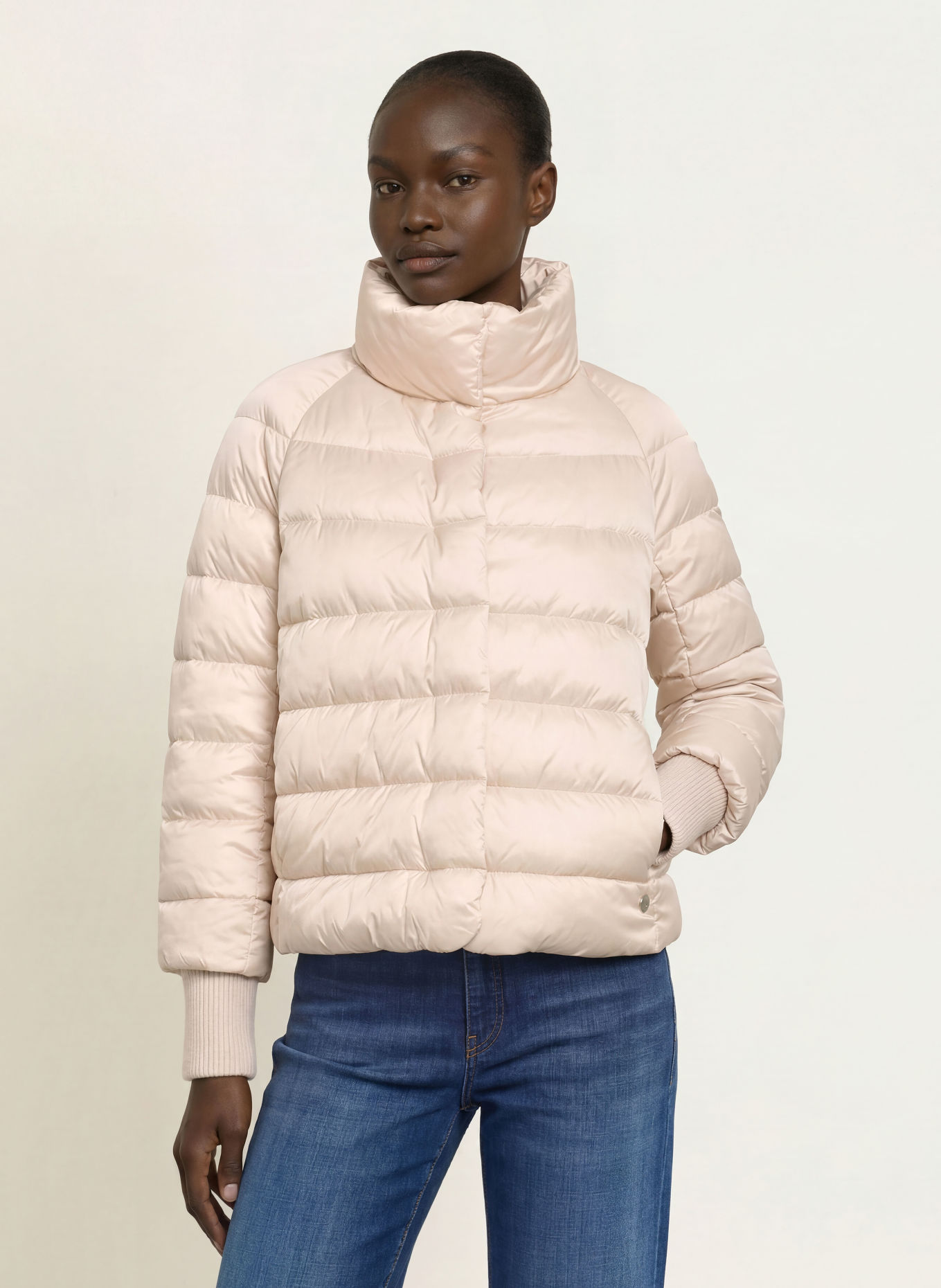 MARC CAIN Quilted jacket: 133 oat milk