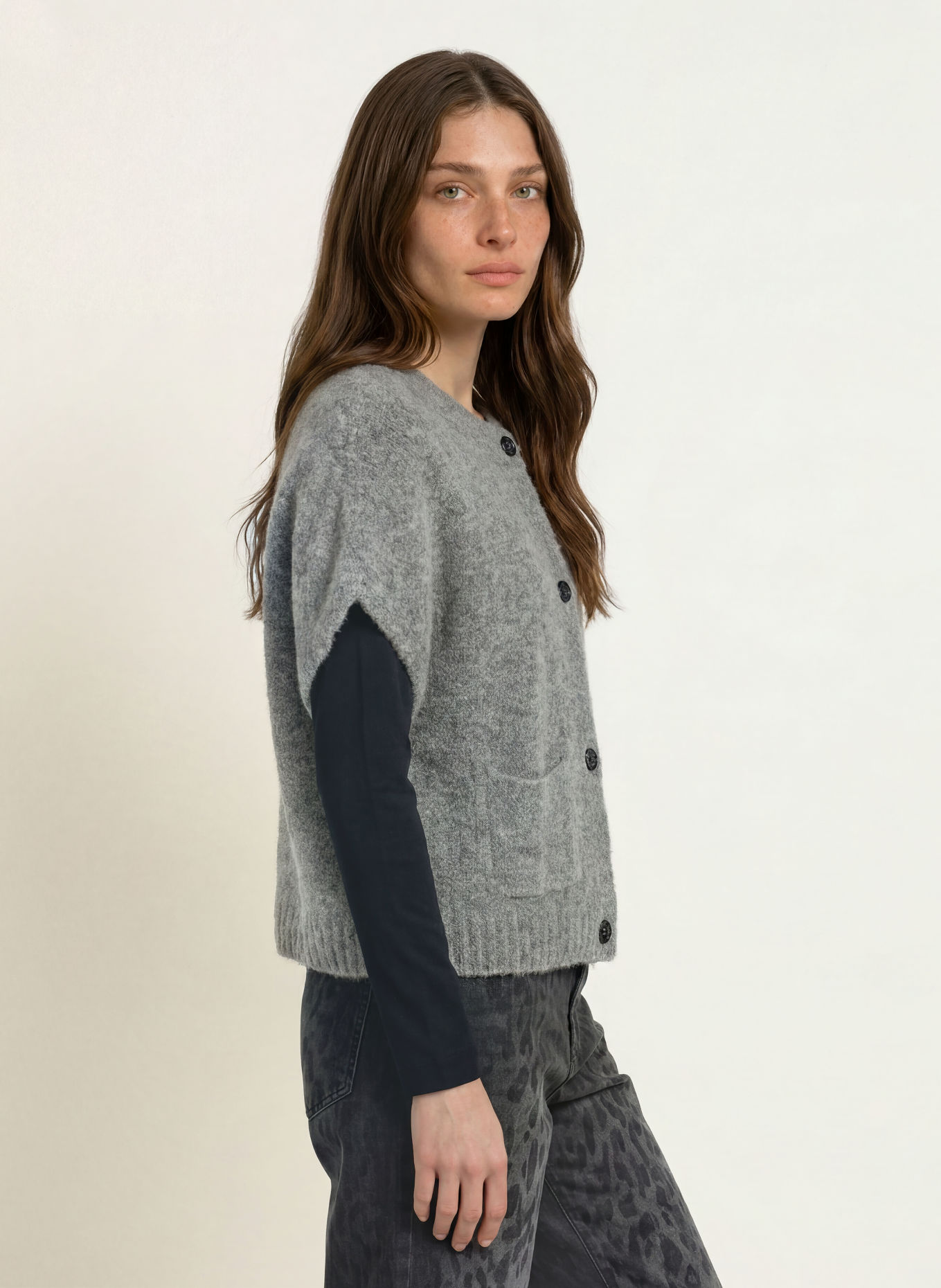 MARC CAIN Strickjacke mit Alpaka: 820 GREY