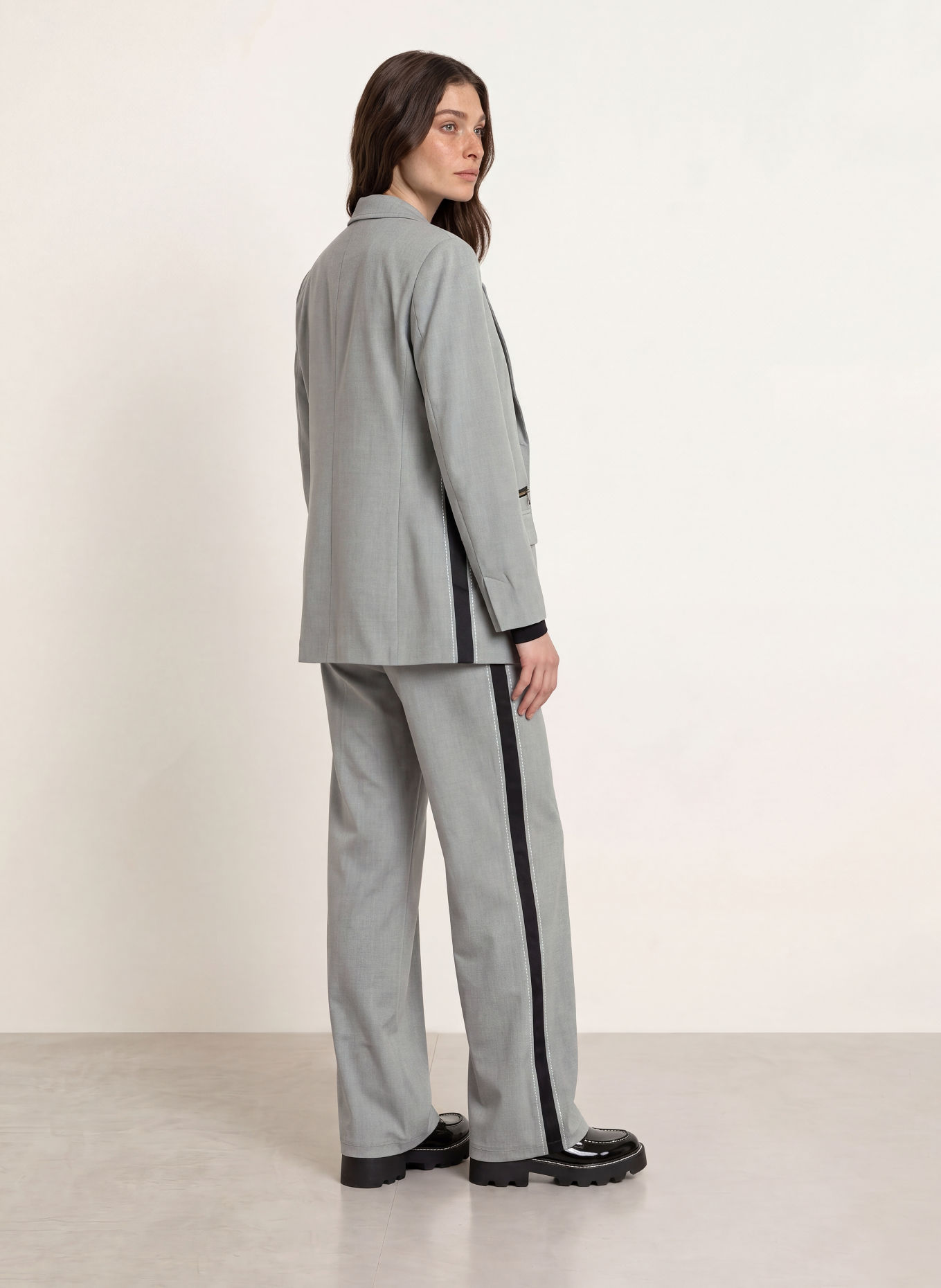 MARC CAIN Blazer cu dungi din galon: 820 GREY
