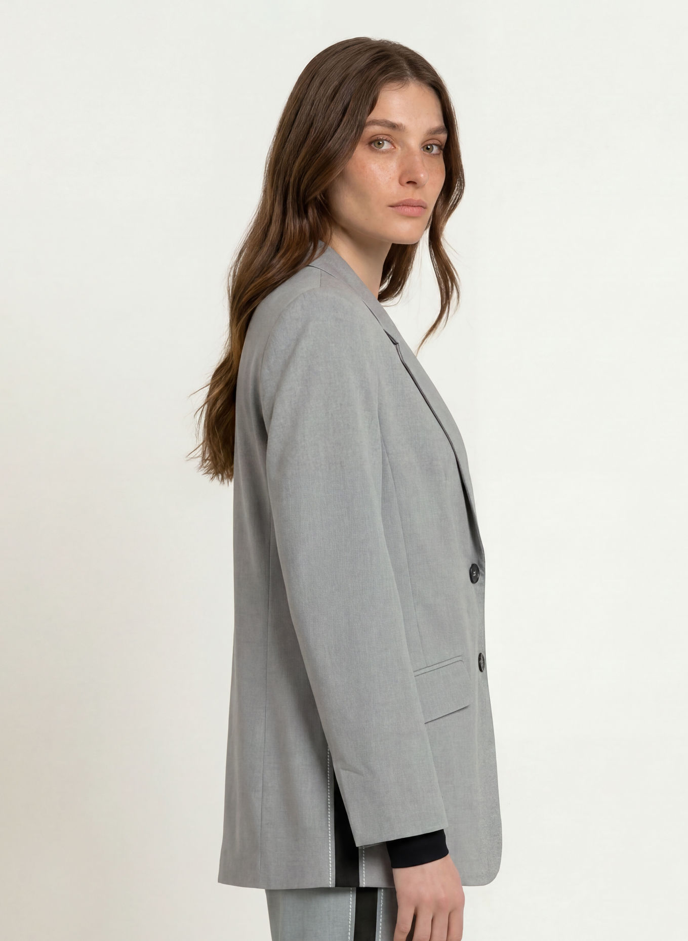 MARC CAIN Blazer cu dungi din galon: 820 GREY