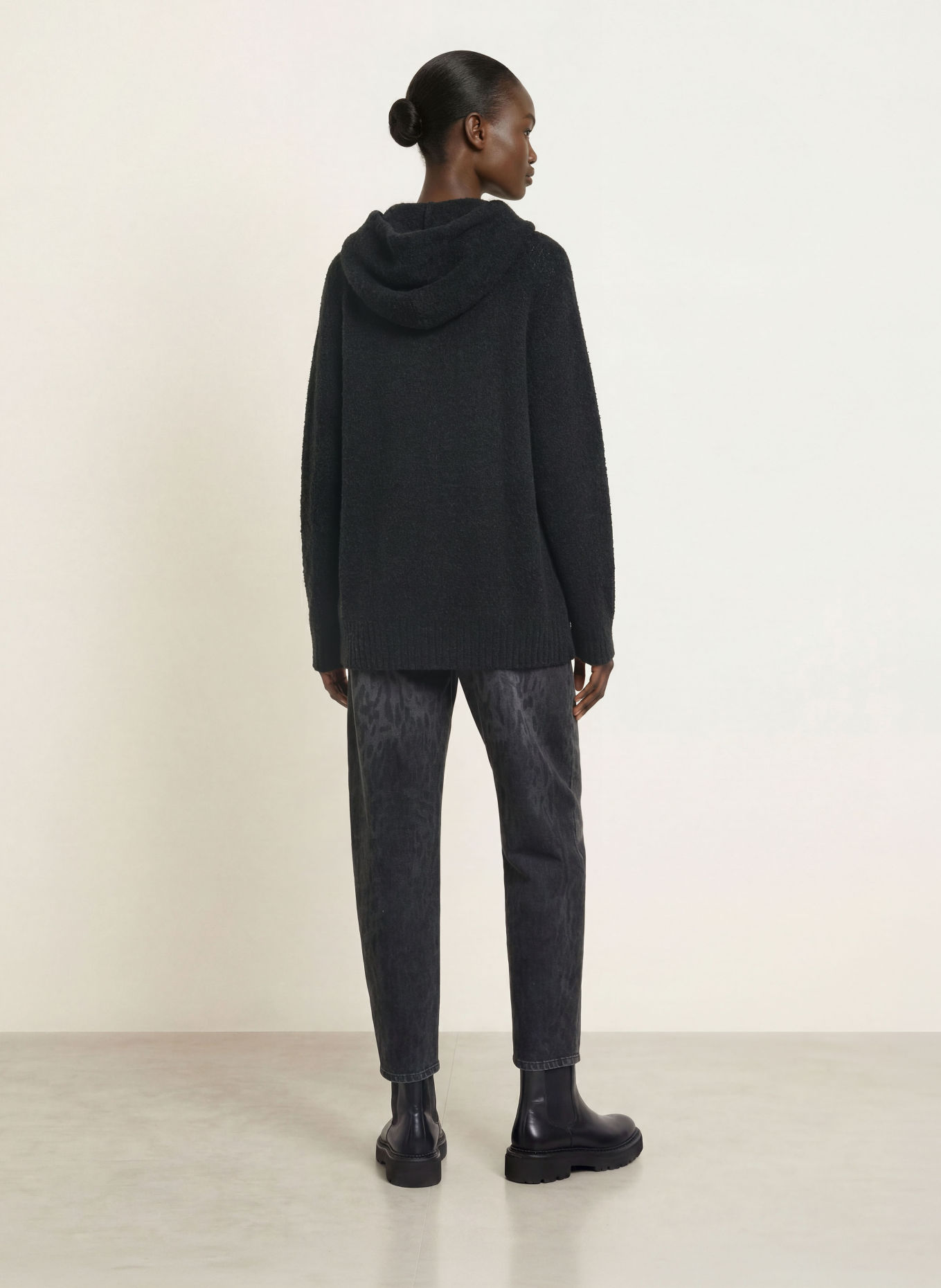 MARC CAIN Knit Hoodie with Alpaca: 900 black new