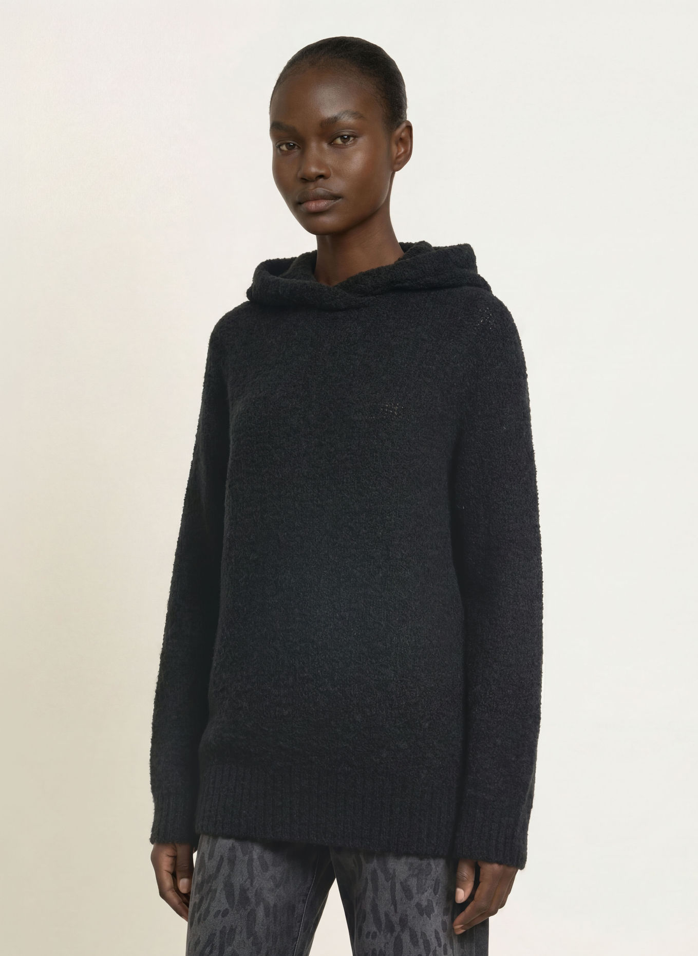 MARC CAIN Knit Hoodie with Alpaca: 900 black new