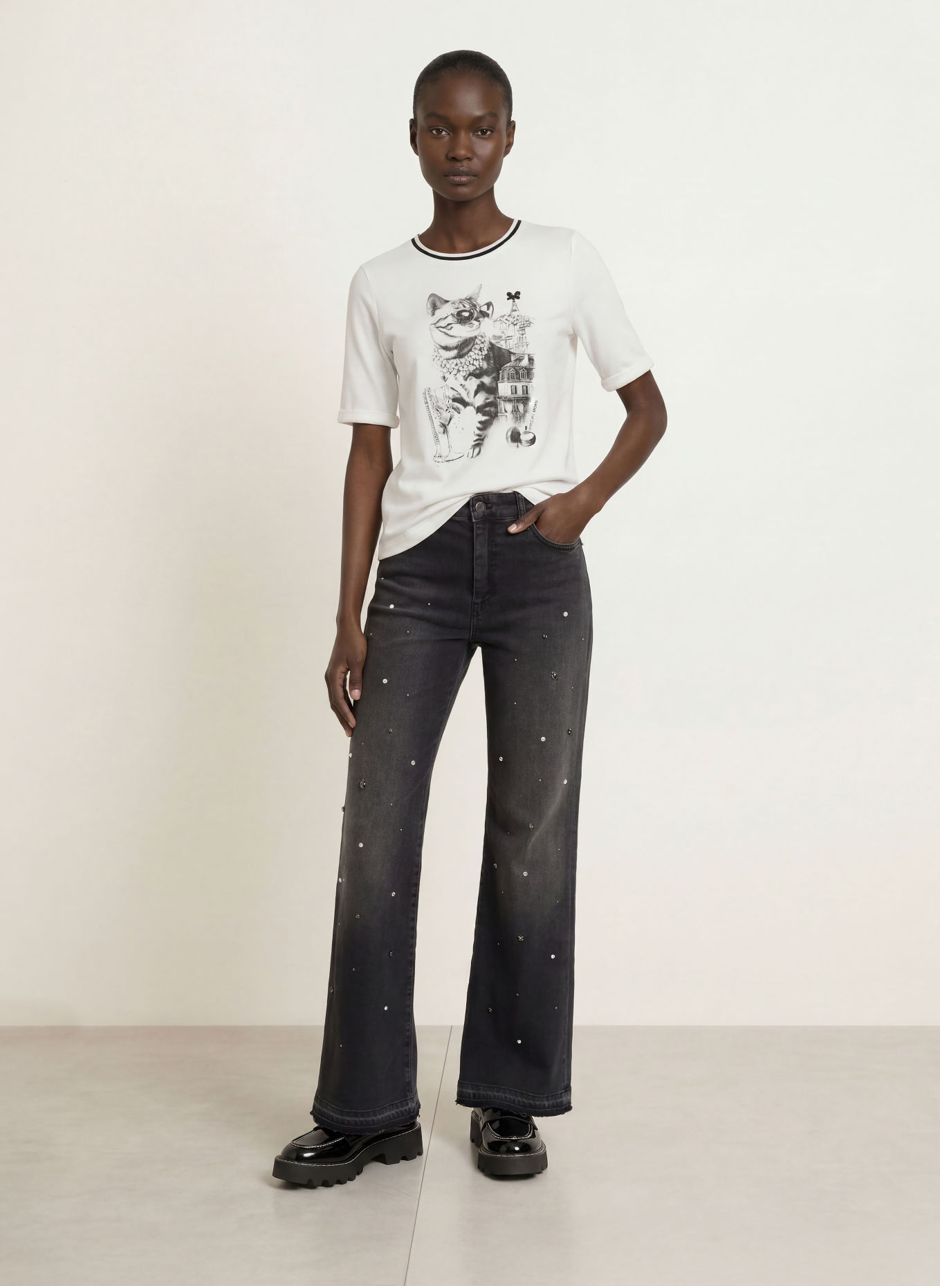MARC CAIN T-shirt orné de strass: 110 off