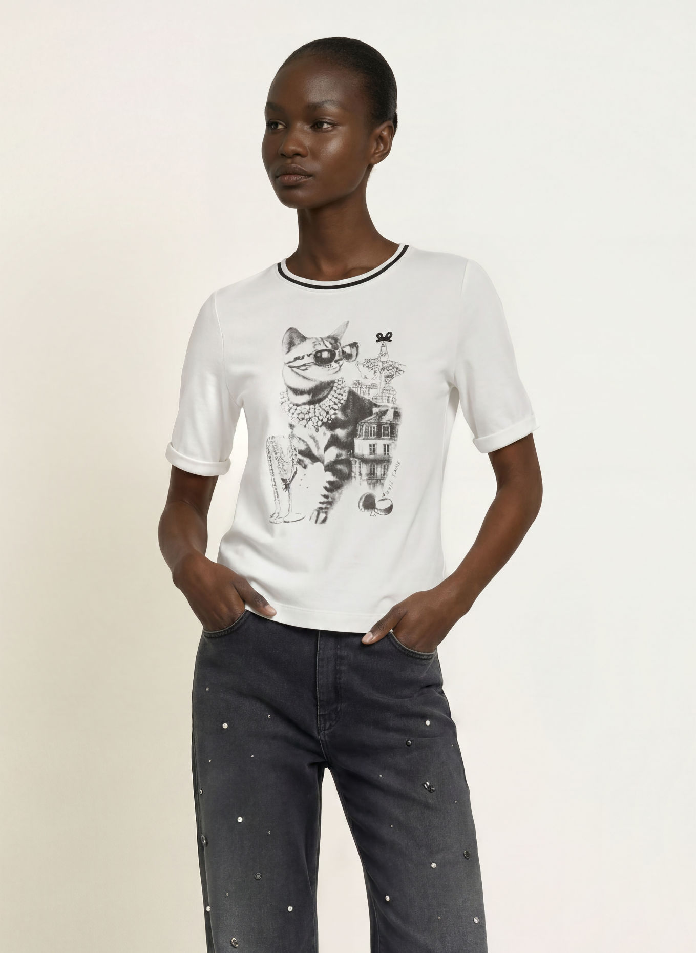 MARC CAIN T-shirt orné de strass: 110 off