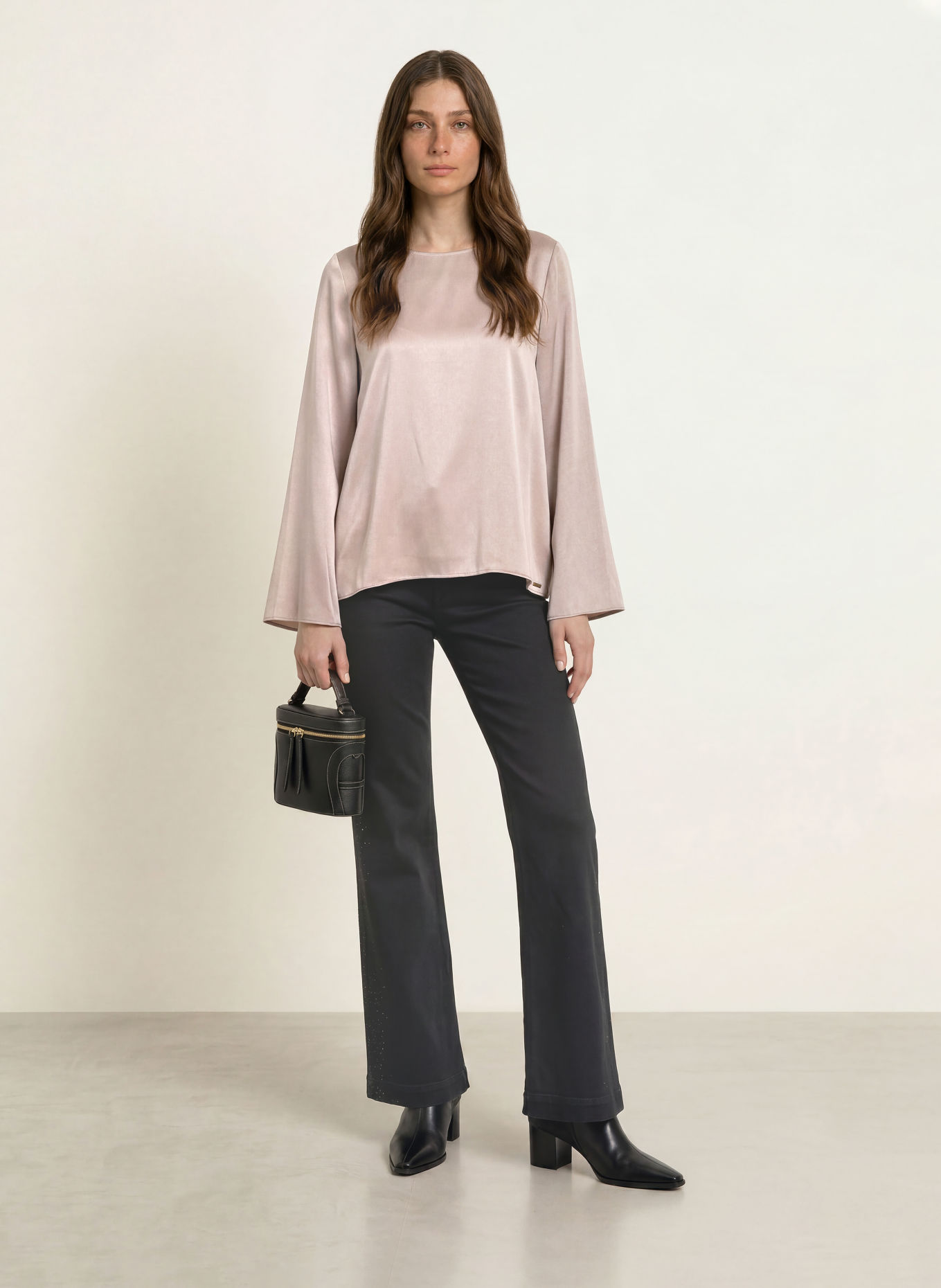 MARC CAIN Silk shirt blouse: 648 etherea