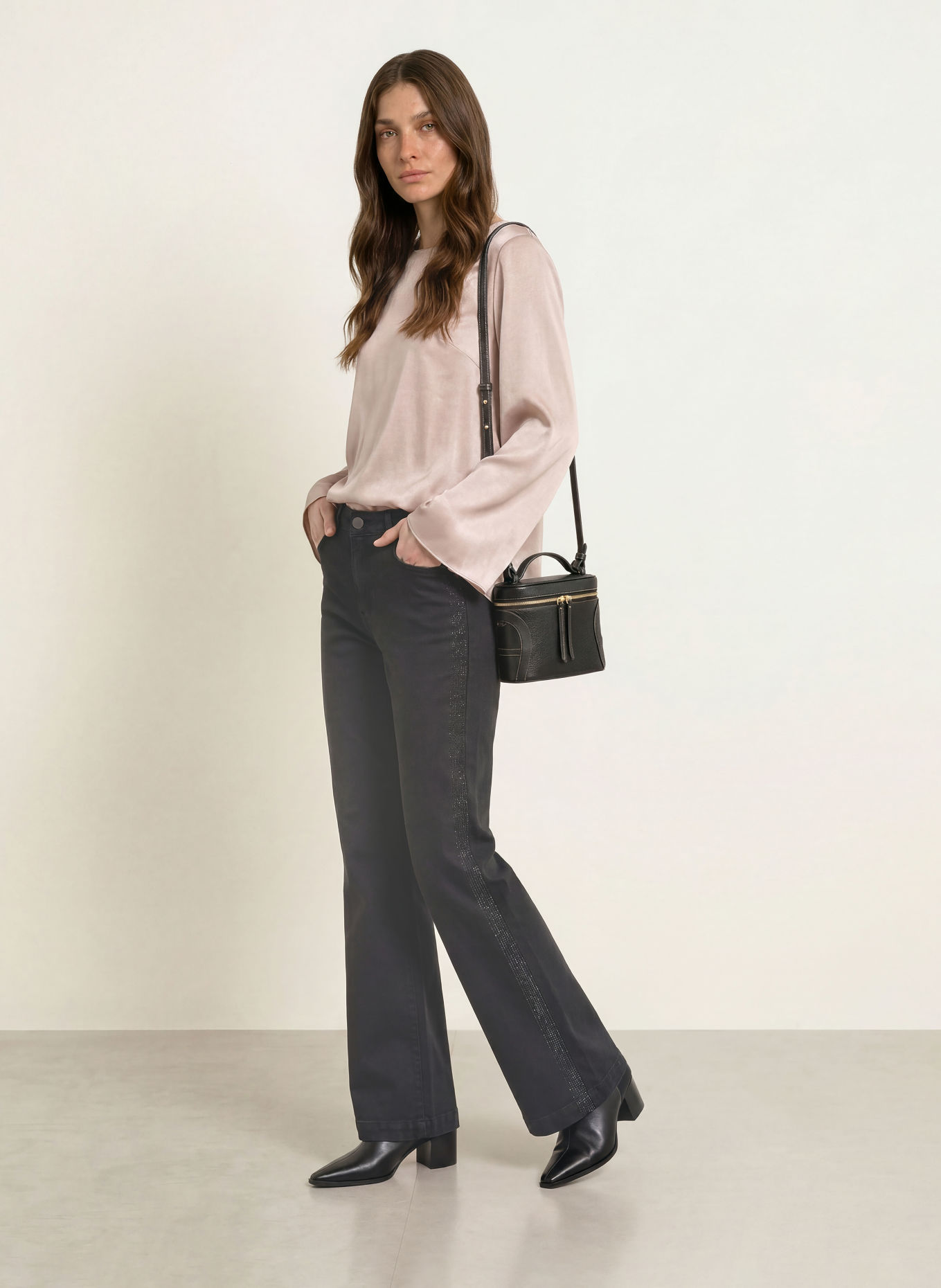 MARC CAIN Silk shirt blouse: 648 etherea
