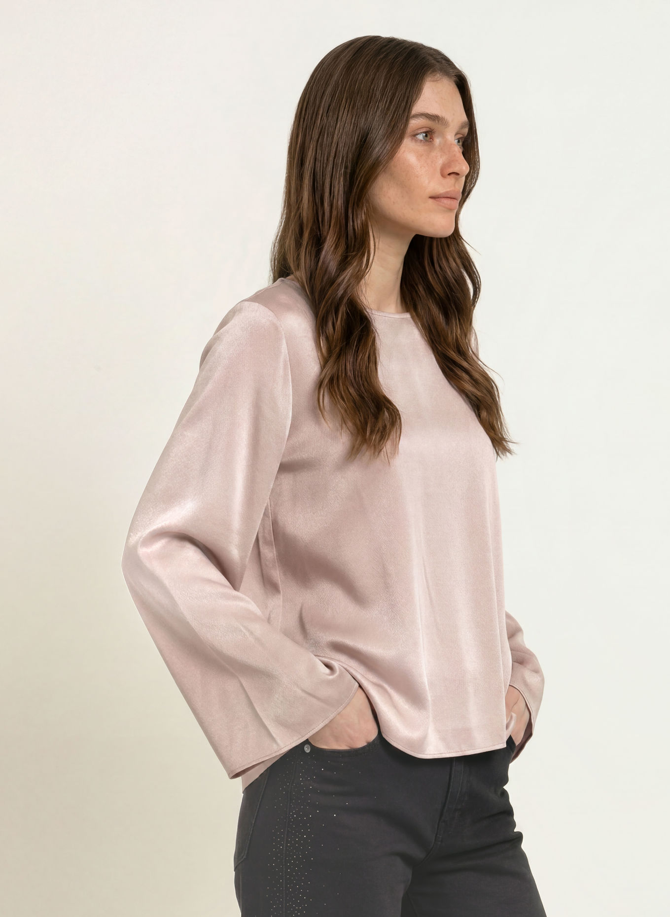 MARC CAIN Silk shirt blouse: 648 etherea