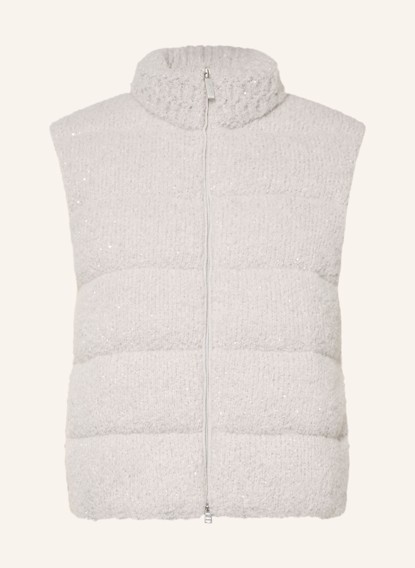 MARC CAIN Gewatteerd vest met pailletten: 802 nimbus cloud