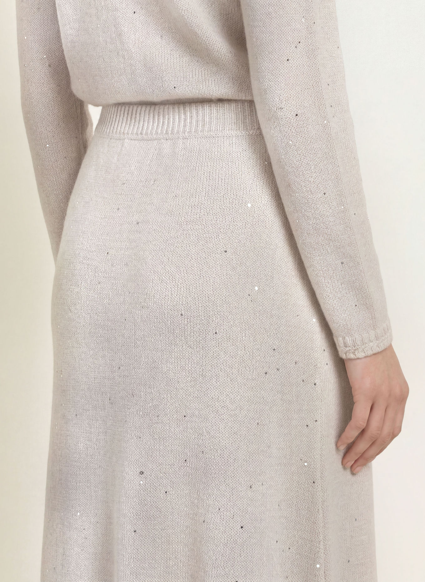 MARC CAIN Knit skirt with cashmere and sequins: 802 nimbus cloud