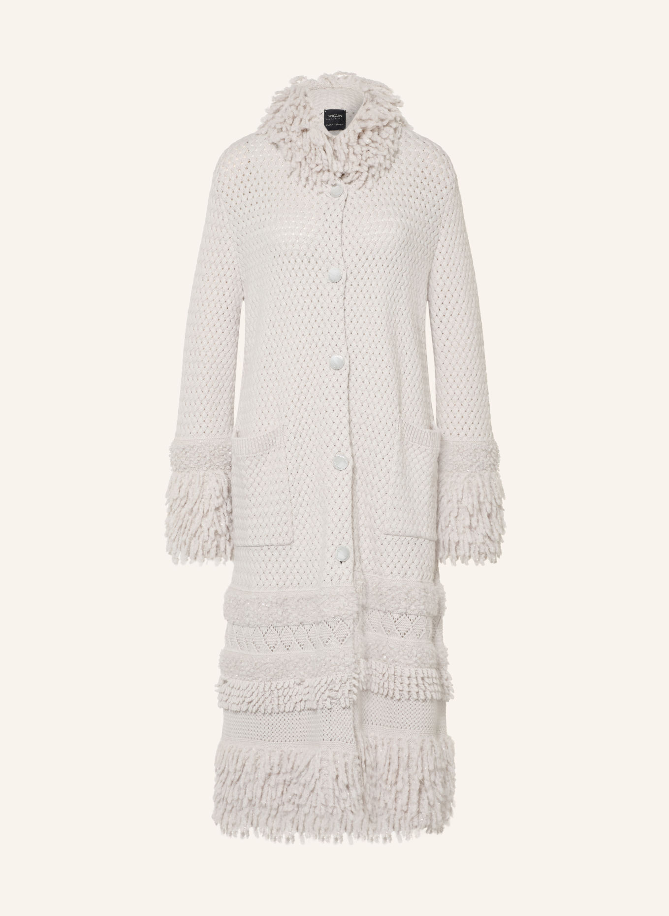 MARC CAIN Strickmantel mit Cashmere und Pailletten: 802 nimbus cloud