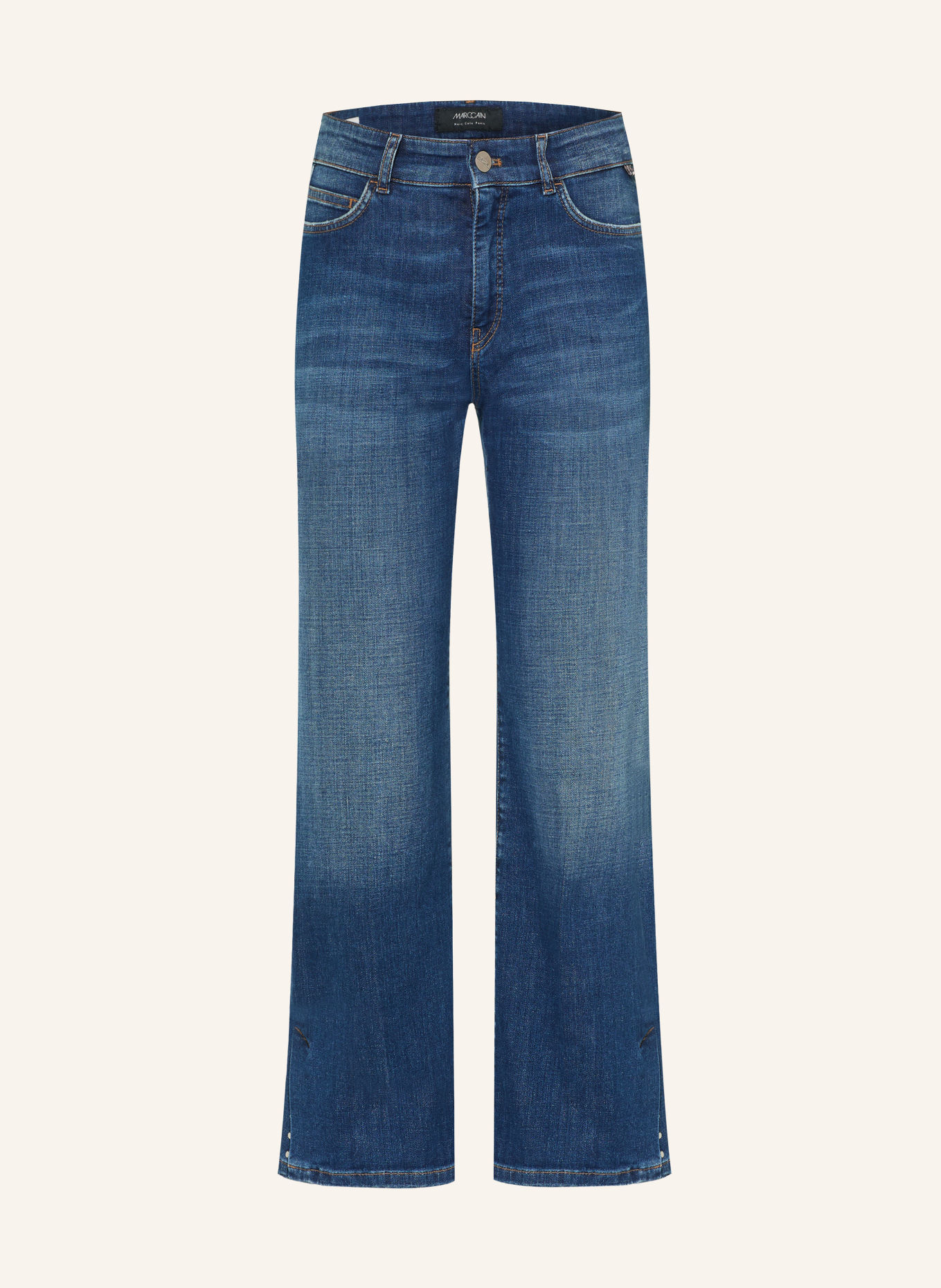 MARC CAIN Zkrácené džíny FORLI s ozdobnými kamínky: 357 vintage indigo