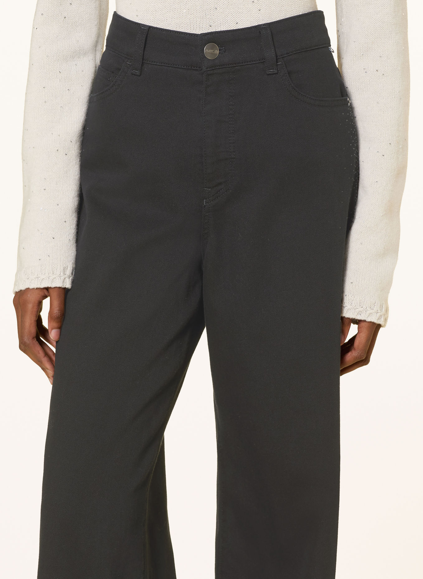 MARC CAIN Jean wide leg WARRI avec strass: 900 black new