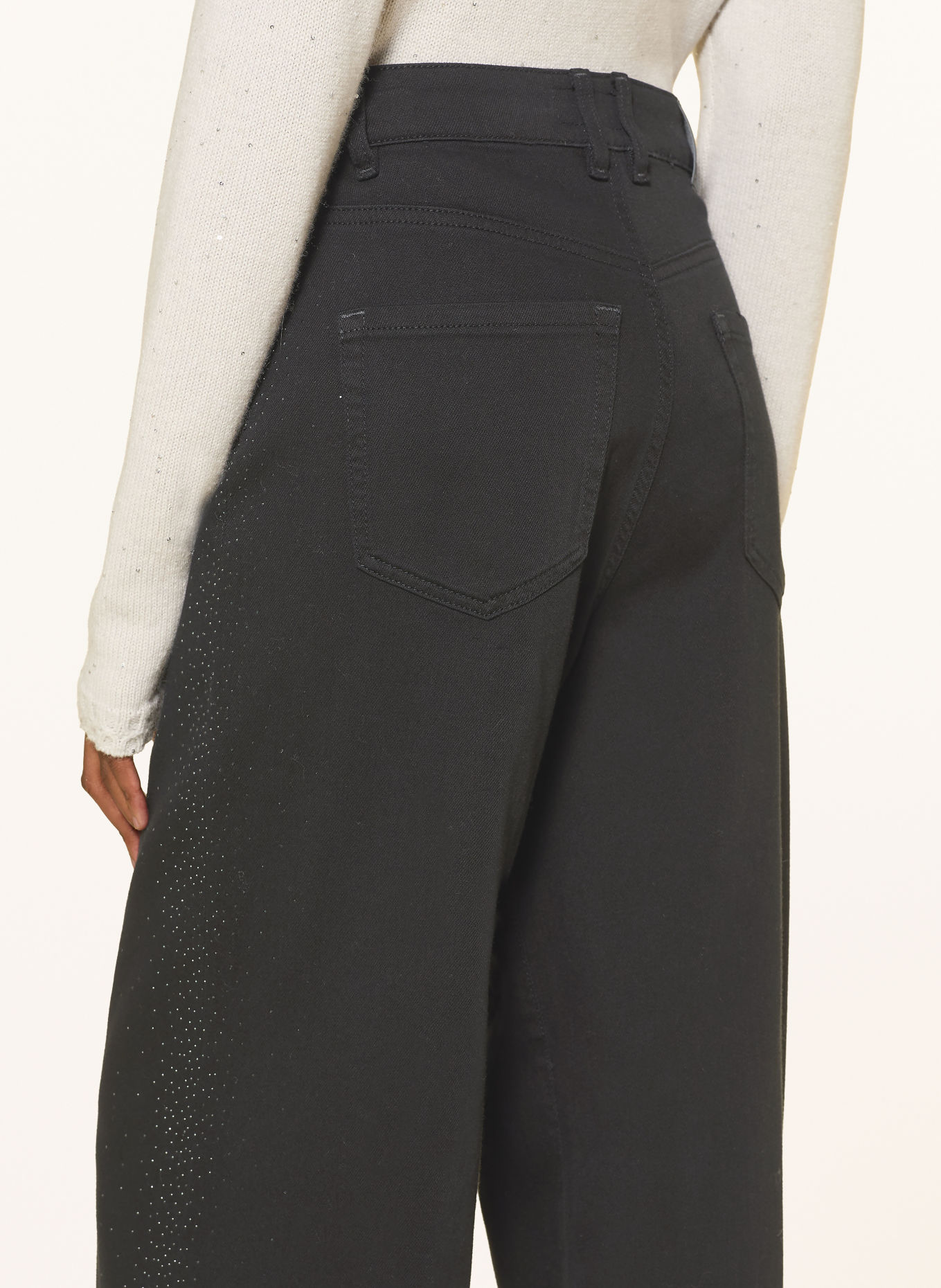 MARC CAIN Jean wide leg WARRI avec strass: 900 black new