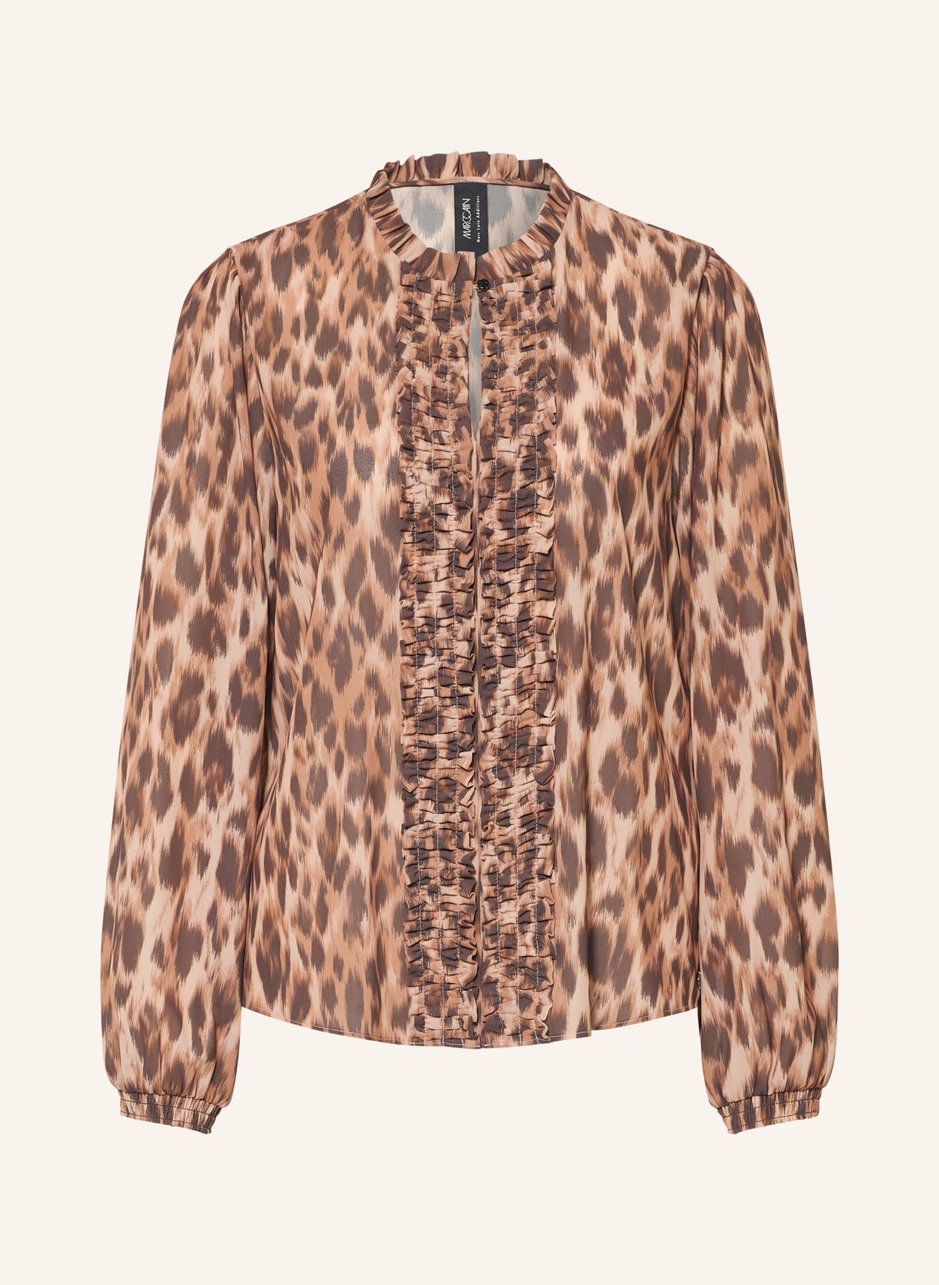MARC CAIN Bluzka koszulowa z falbankami: 697 seal brown