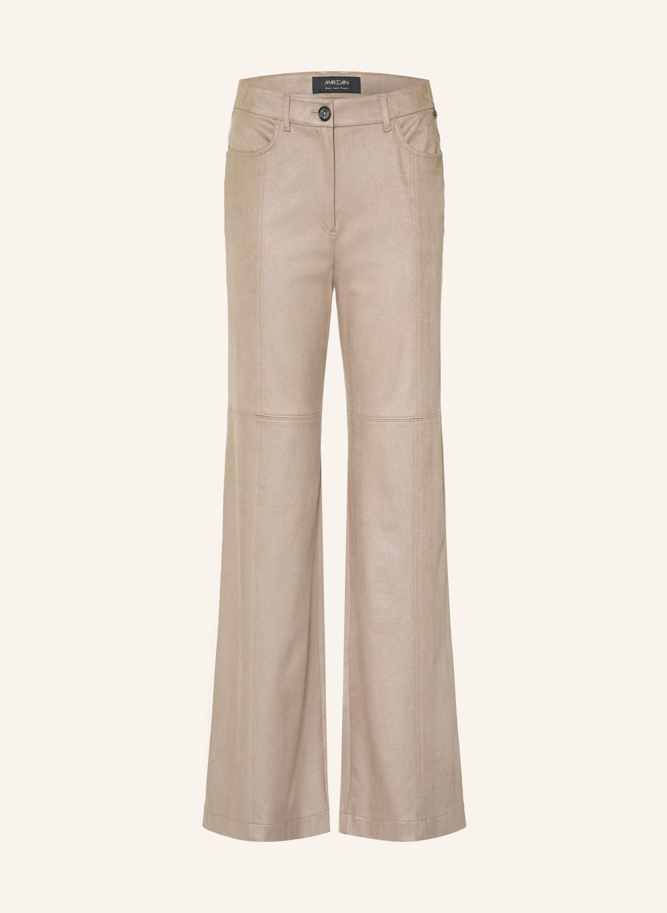 MARC CAIN WARRI Leather-Look Trousers: 662 driftwood