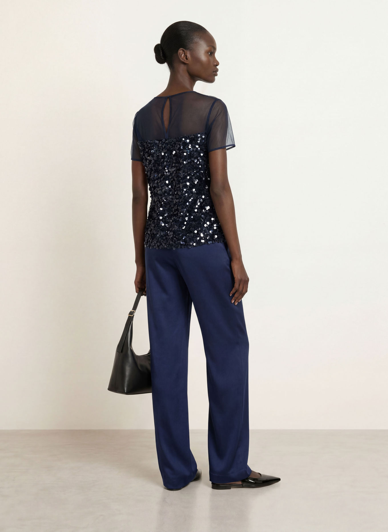 MARC CAIN Blusenshirt mit Pailletten: 393 pageant blue