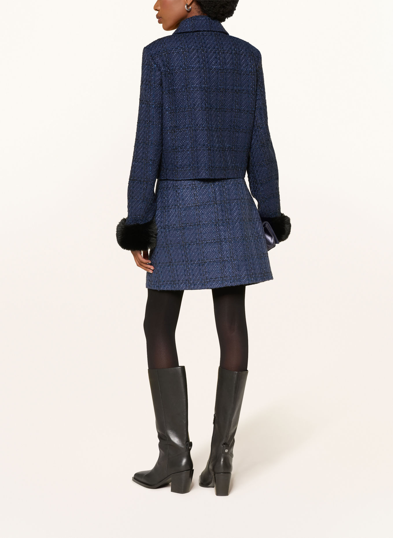 MARC CAIN Tweedrok met glittergaren: 393 pageant blue