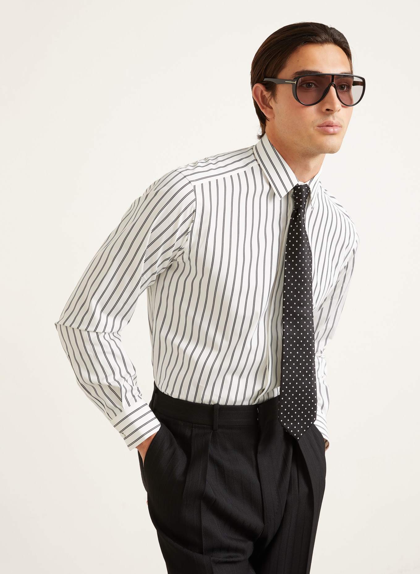TOM FORD Overhemd met normale pasvorm: WIT / ZWART