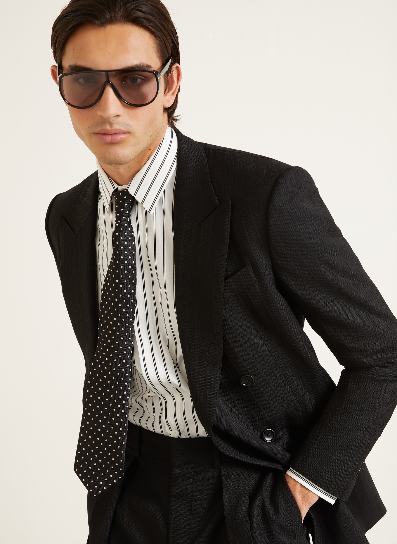 TOM FORD Overhemd met normale pasvorm: WIT / ZWART