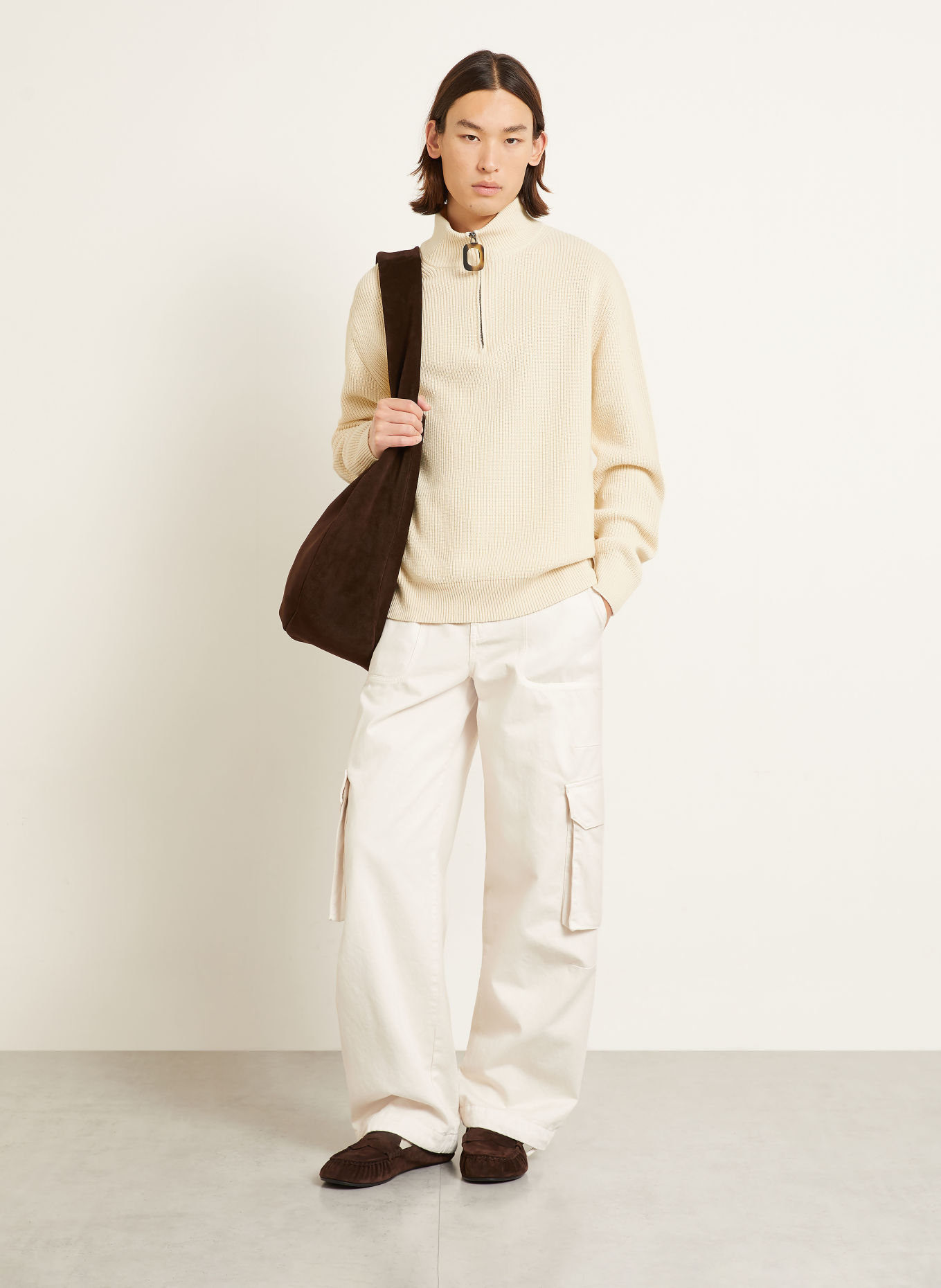 JW ANDERSON Pull col zippé: CRÈME