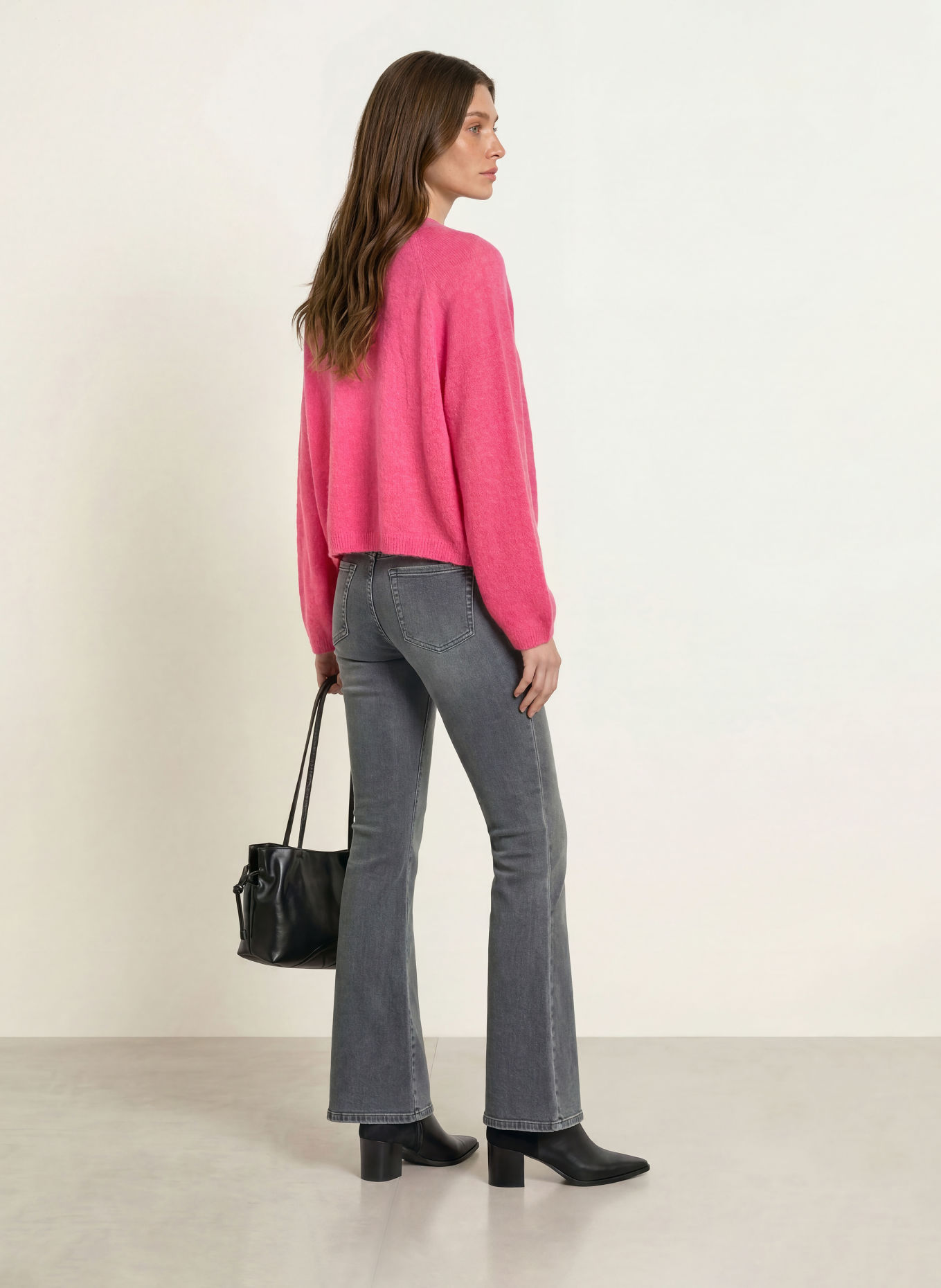 MARC CAIN Gebreid openvallend vest met alpaca: 244 dragon fruit