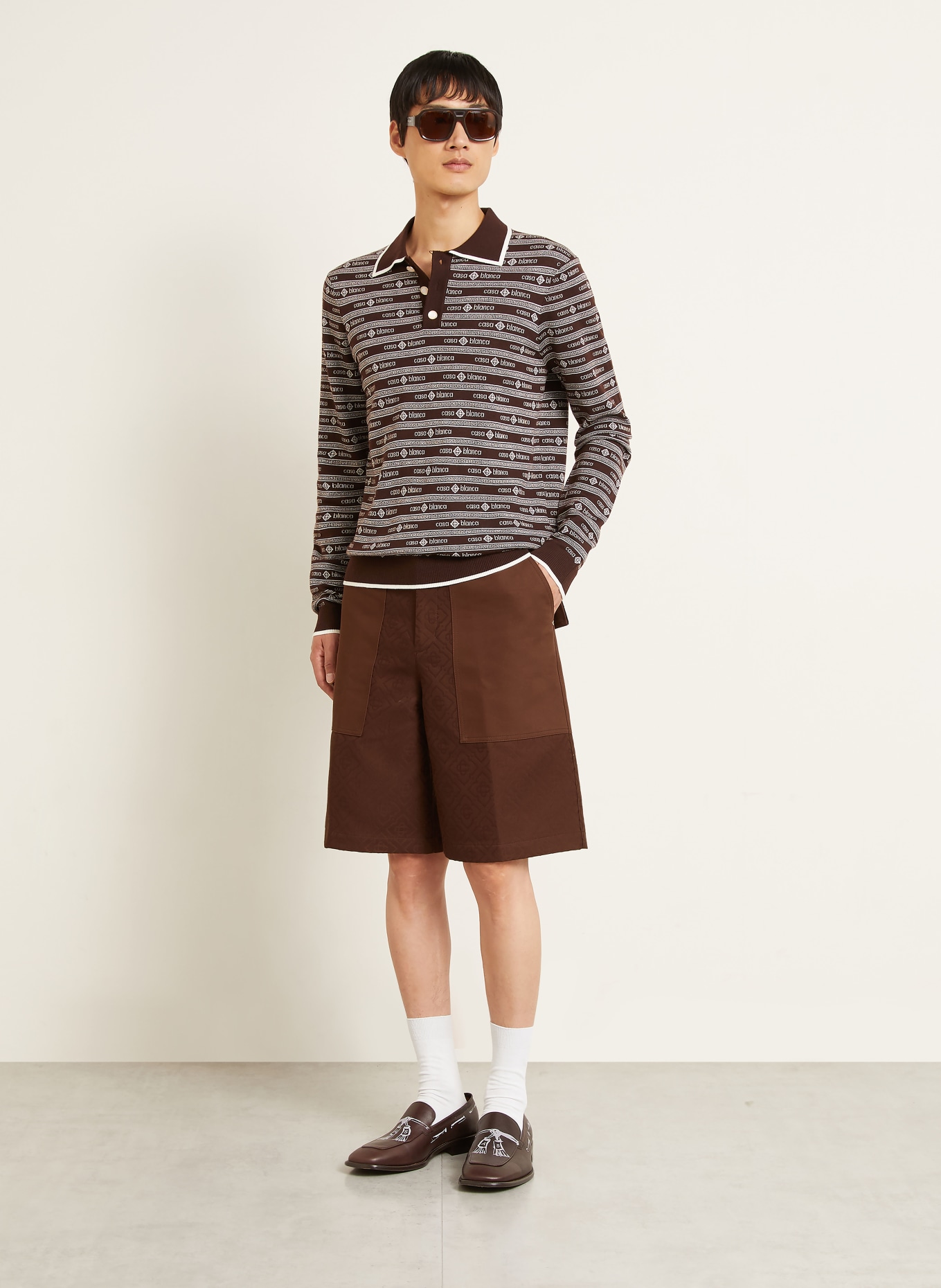 Casablanca Short jacquard coupe décontractée: MARRON FONCÉ