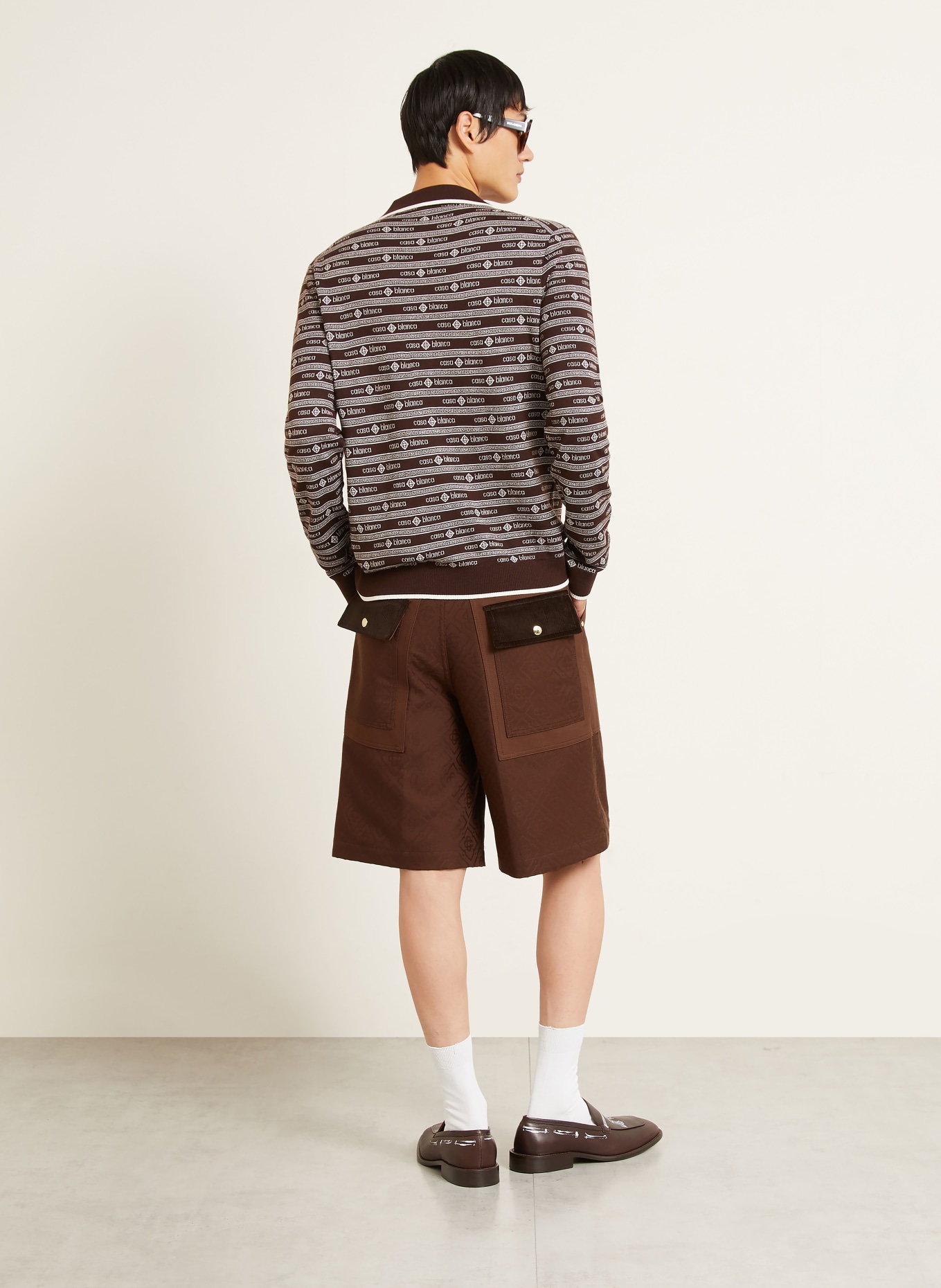 Casablanca Short jacquard coupe décontractée: MARRON FONCÉ