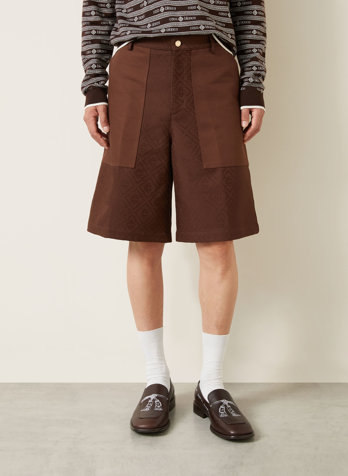Casablanca Short jacquard coupe décontractée: MARRON FONCÉ