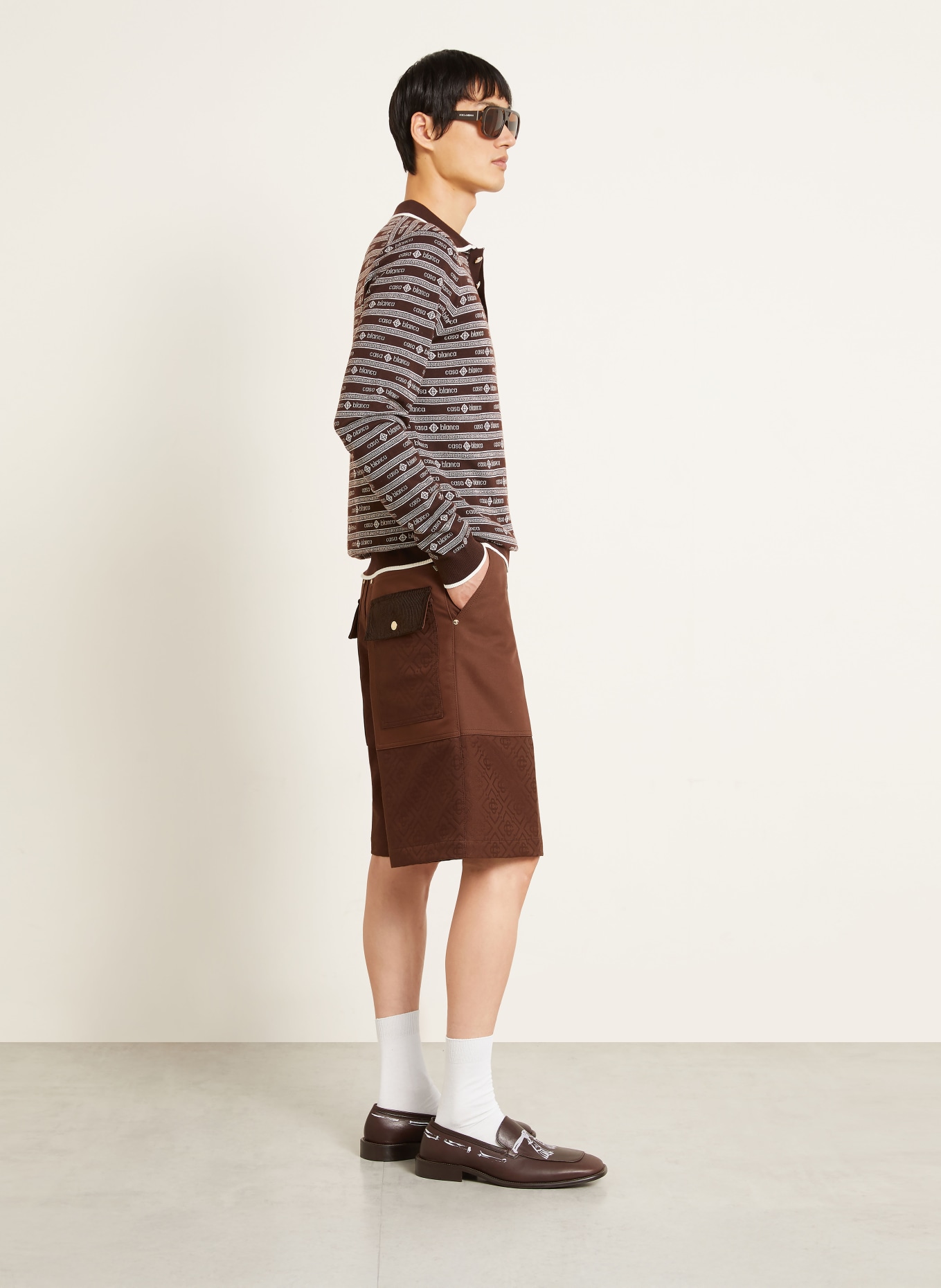 Casablanca Short jacquard coupe décontractée: MARRON FONCÉ