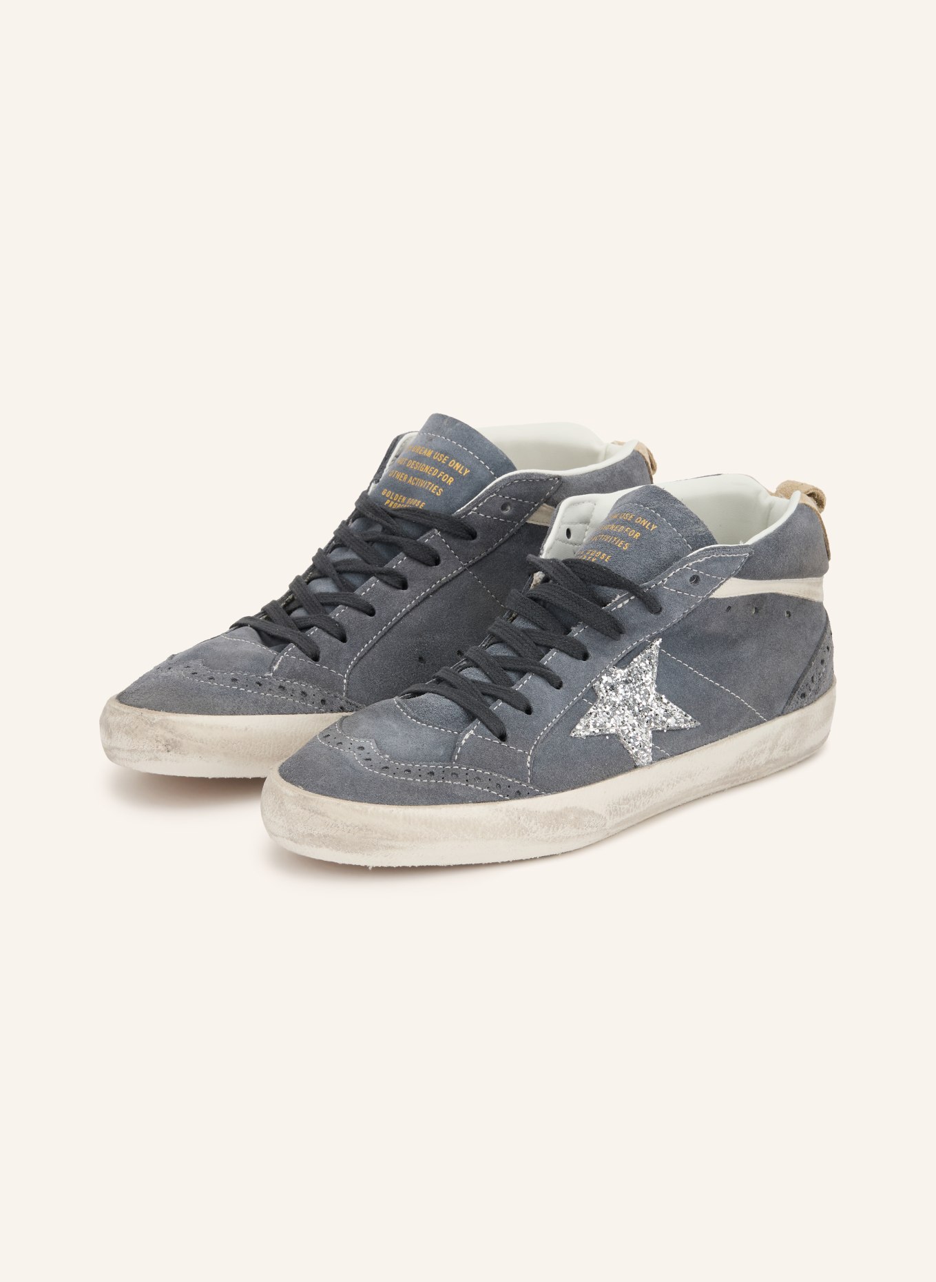 GOLDEN GOOSE Hightop-Sneaker MID STAR: BLAUGRAU / SILBER / BEIGE