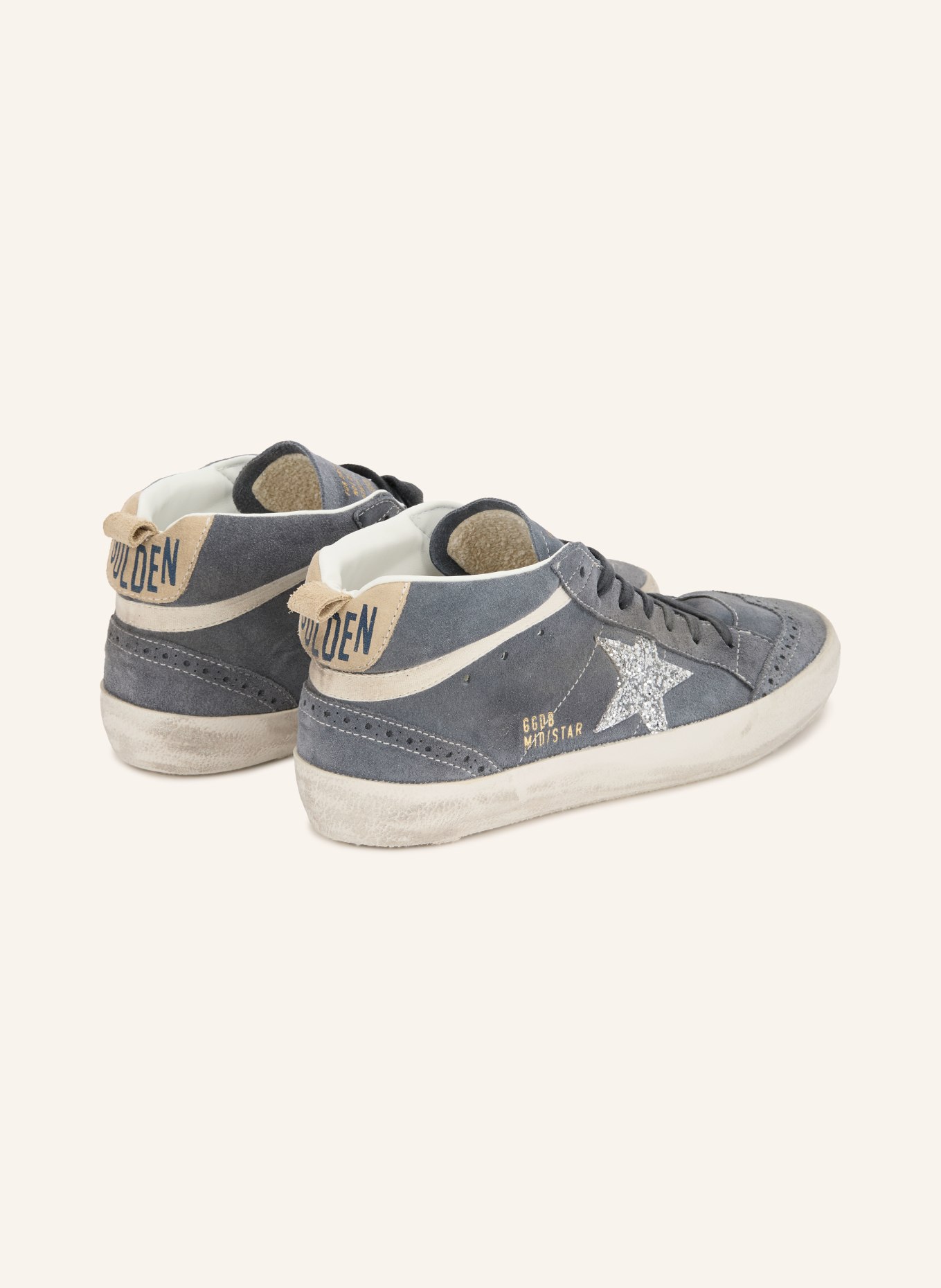 GOLDEN GOOSE Hightop-Sneaker MID STAR: BLAUGRAU / SILBER / BEIGE