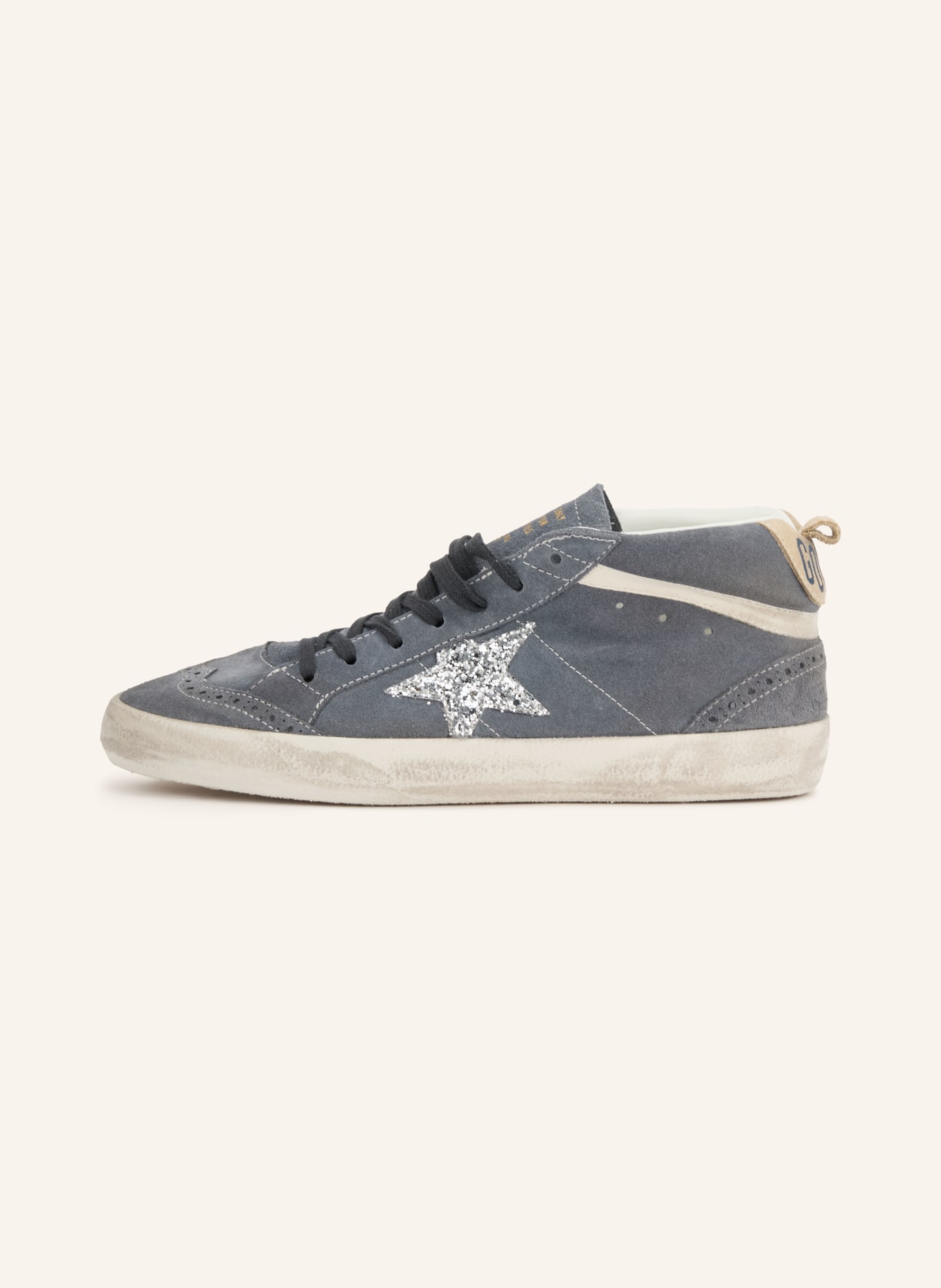 GOLDEN GOOSE Hightop-Sneaker MID STAR: BLAUGRAU / SILBER / BEIGE