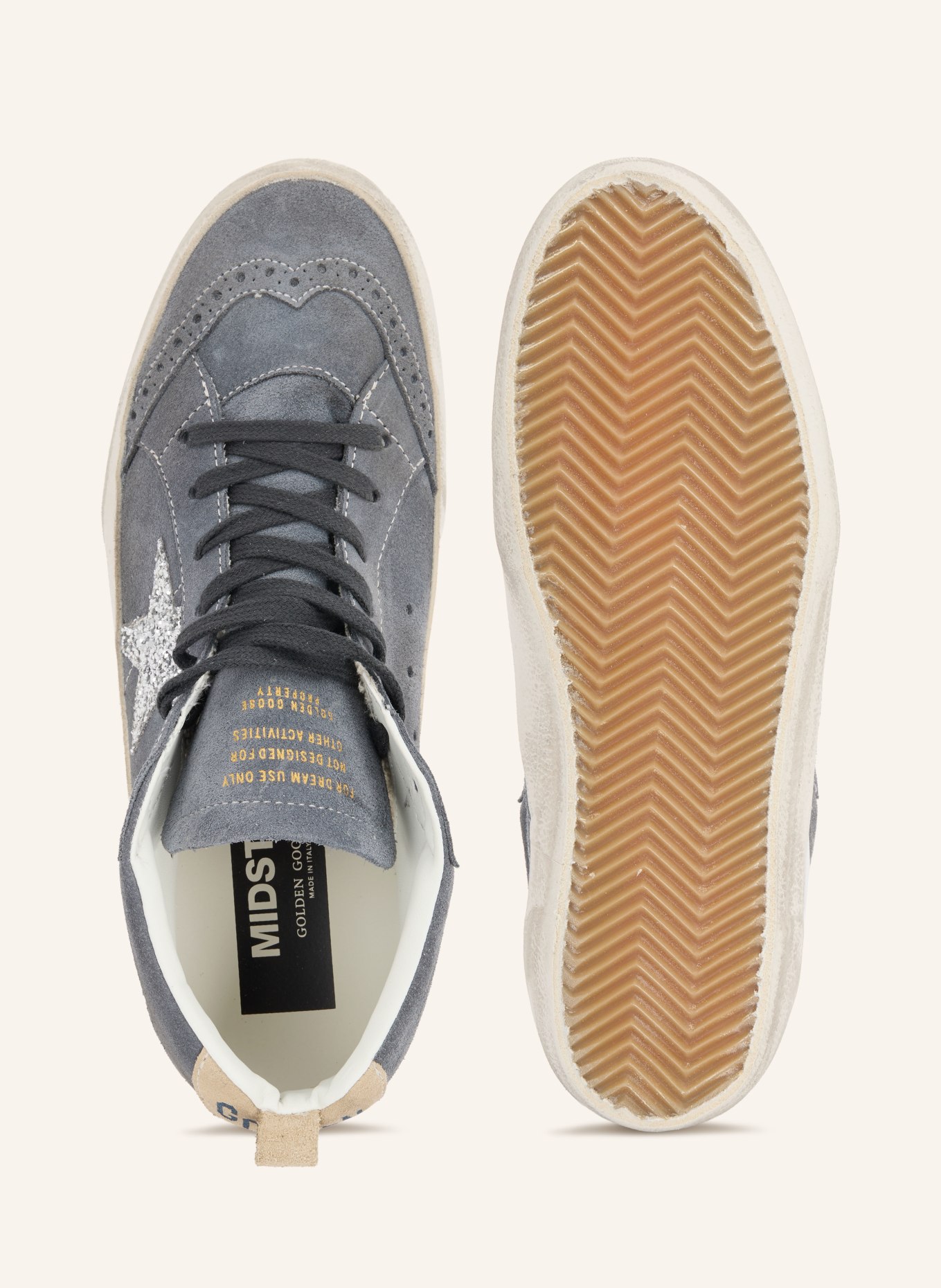 GOLDEN GOOSE Hightop-Sneaker MID STAR: BLAUGRAU / SILBER / BEIGE